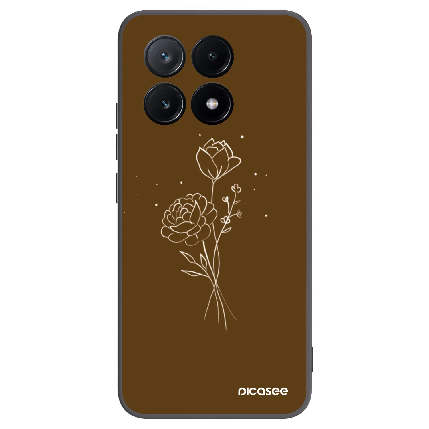 Picasee silikonowe czarne etui na Xiaomi Poco X6 Pro - Brown flowers