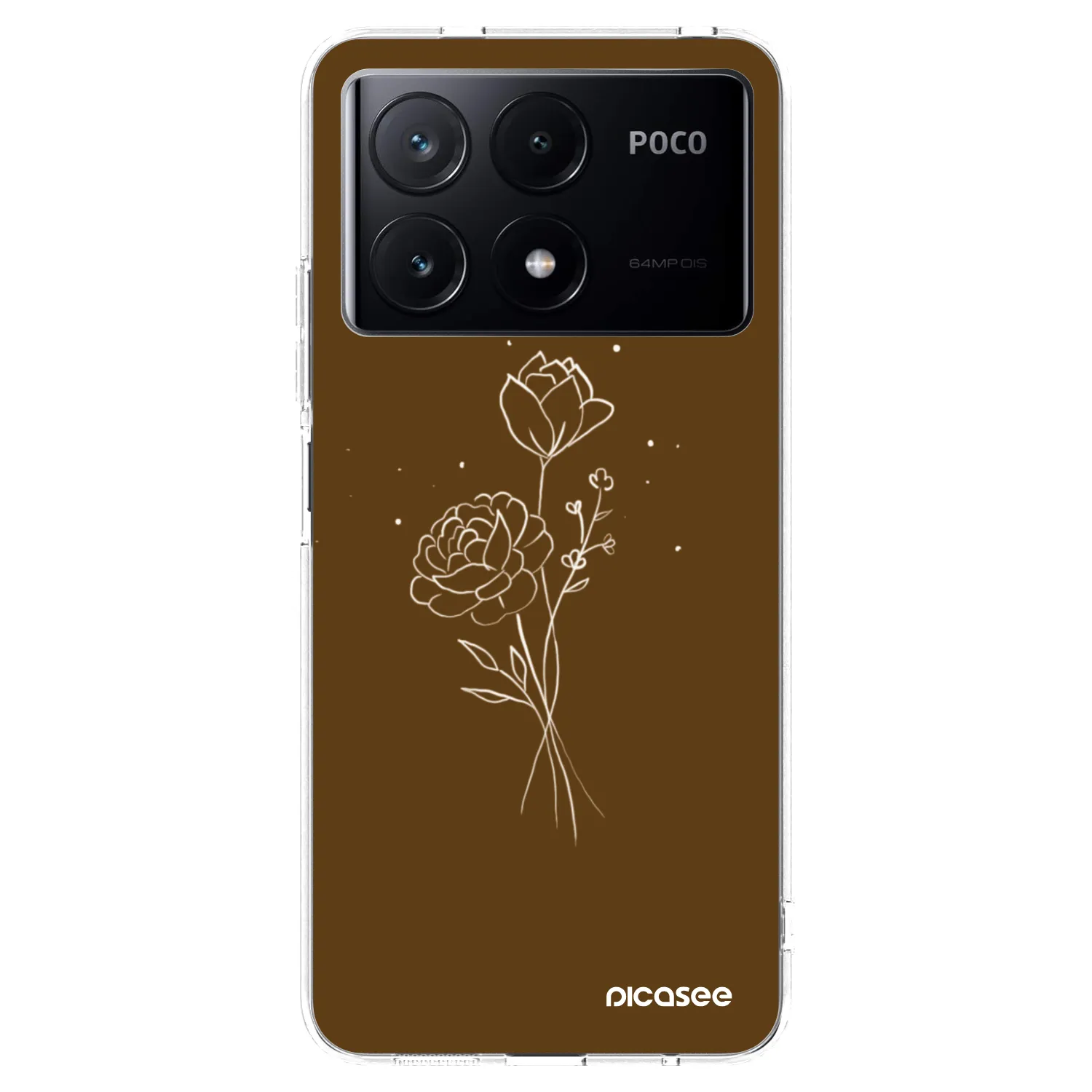Picasee silikonowe przeźroczyste etui na Xiaomi Poco X6 Pro - Brown flowers