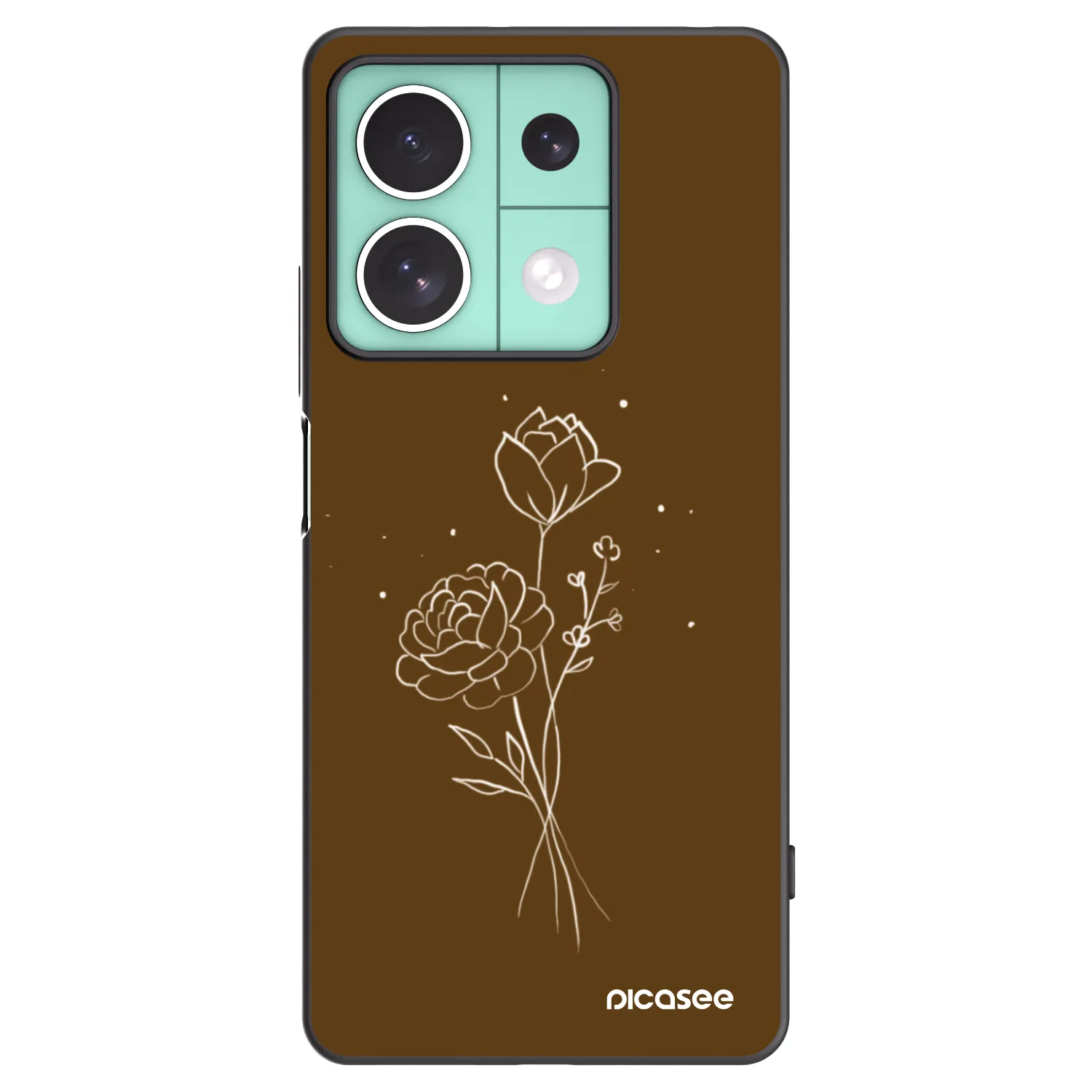 Picasee silikonowe czarne etui na Xiaomi Redmi Note 13 5G - Brown flowers