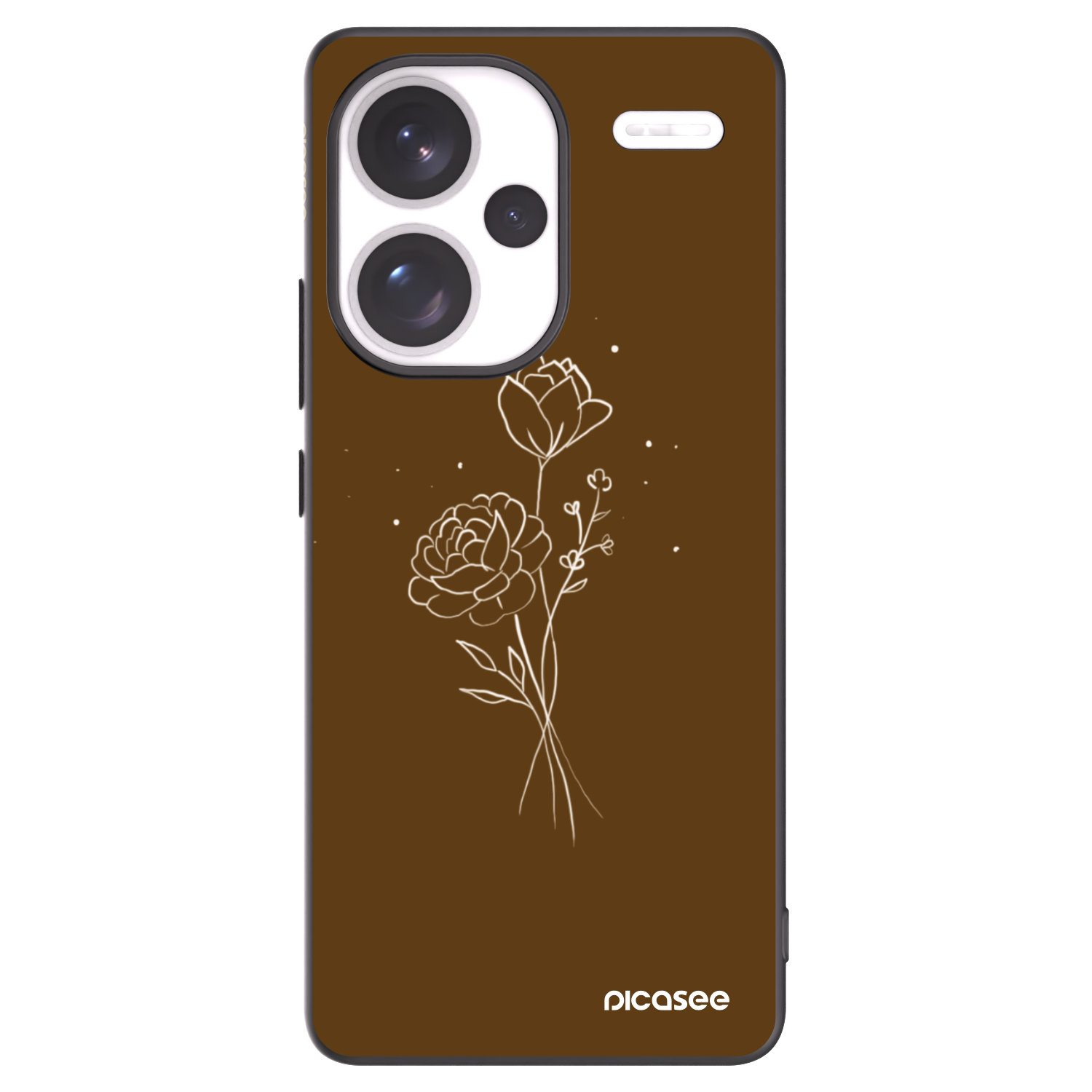 Picasee silikonowe czarne etui na Xiaomi Redmi Note 13 Pro+ 5G - Brown flowers