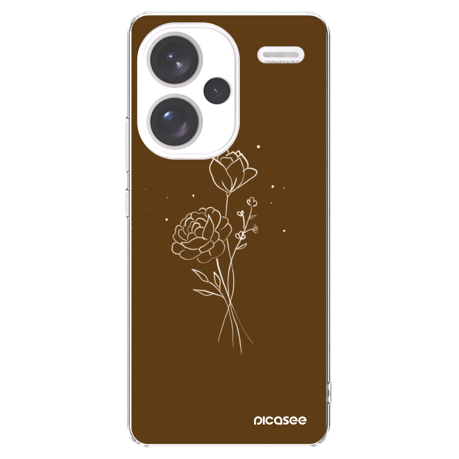Picasee silikonowe przeźroczyste etui na Xiaomi Redmi Note 13 Pro+ 5G - Brown flowers