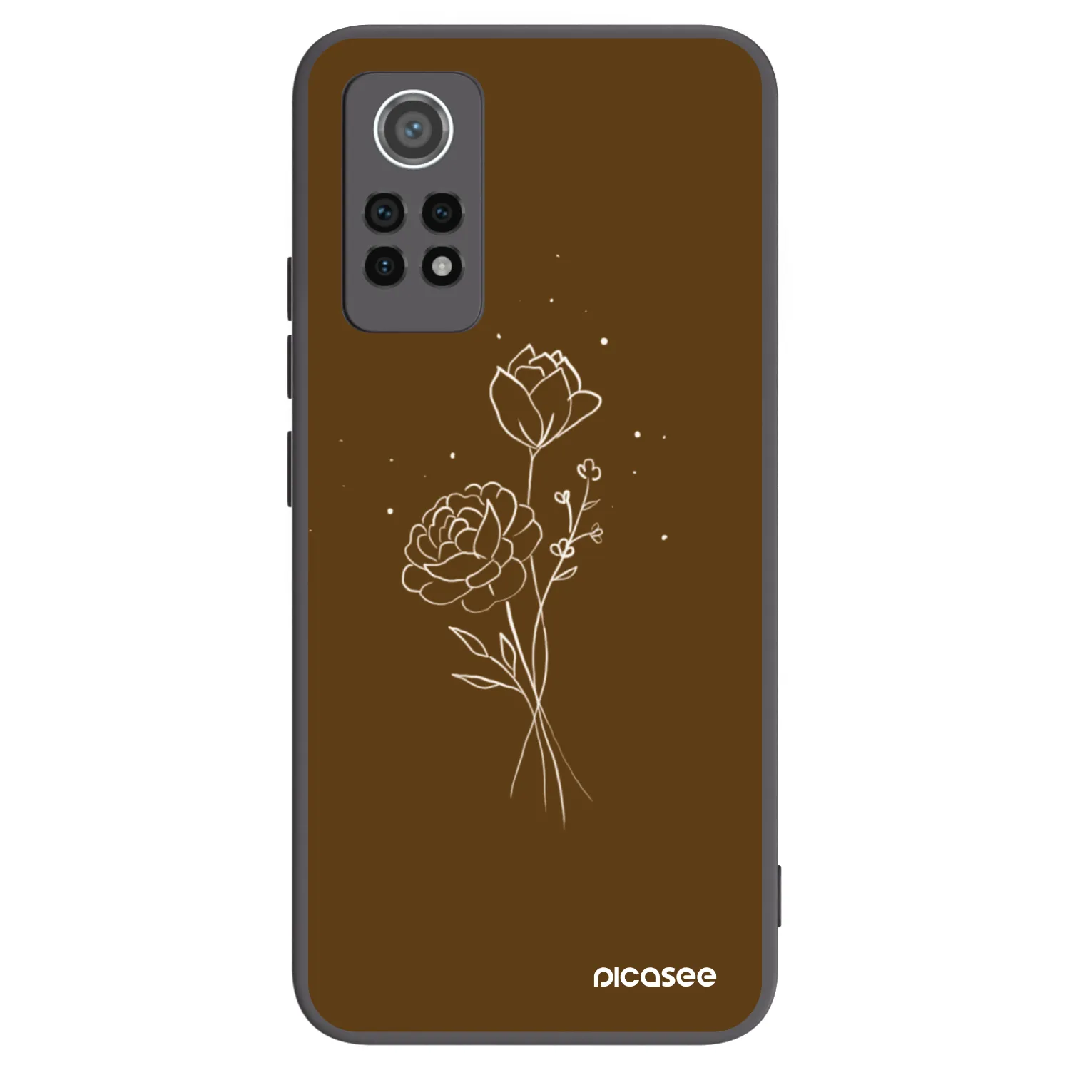 Picasee silikonowe czarne etui na Xiaomi Redmi Note 12 Pro 4G - Brown flowers