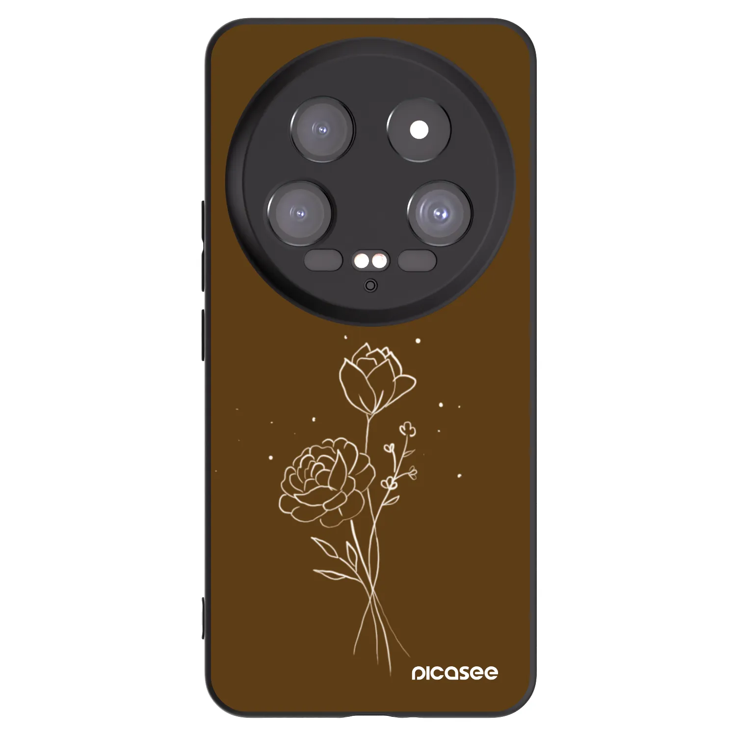 Picasee silikonowe czarne etui na Xiaomi 14 Ultra - Brown flowers