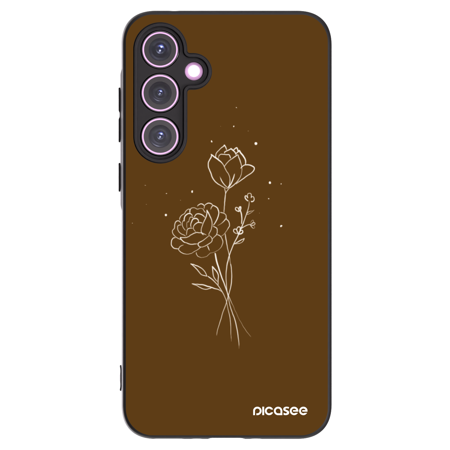 Picasee silikonowe czarne etui na Samsung Galaxy A35 5G A356B - Brown flowers