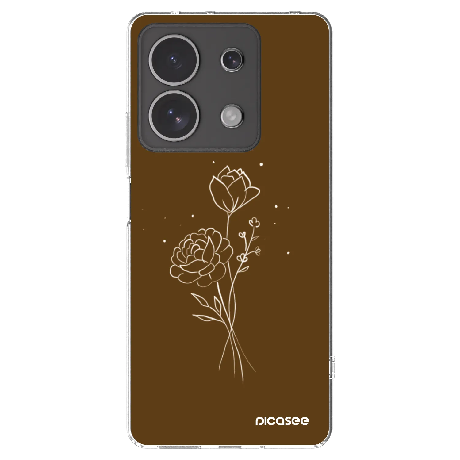 Picasee silikonowe przeźroczyste etui na Xiaomi Redmi Note 13 4G - Brown flowers
