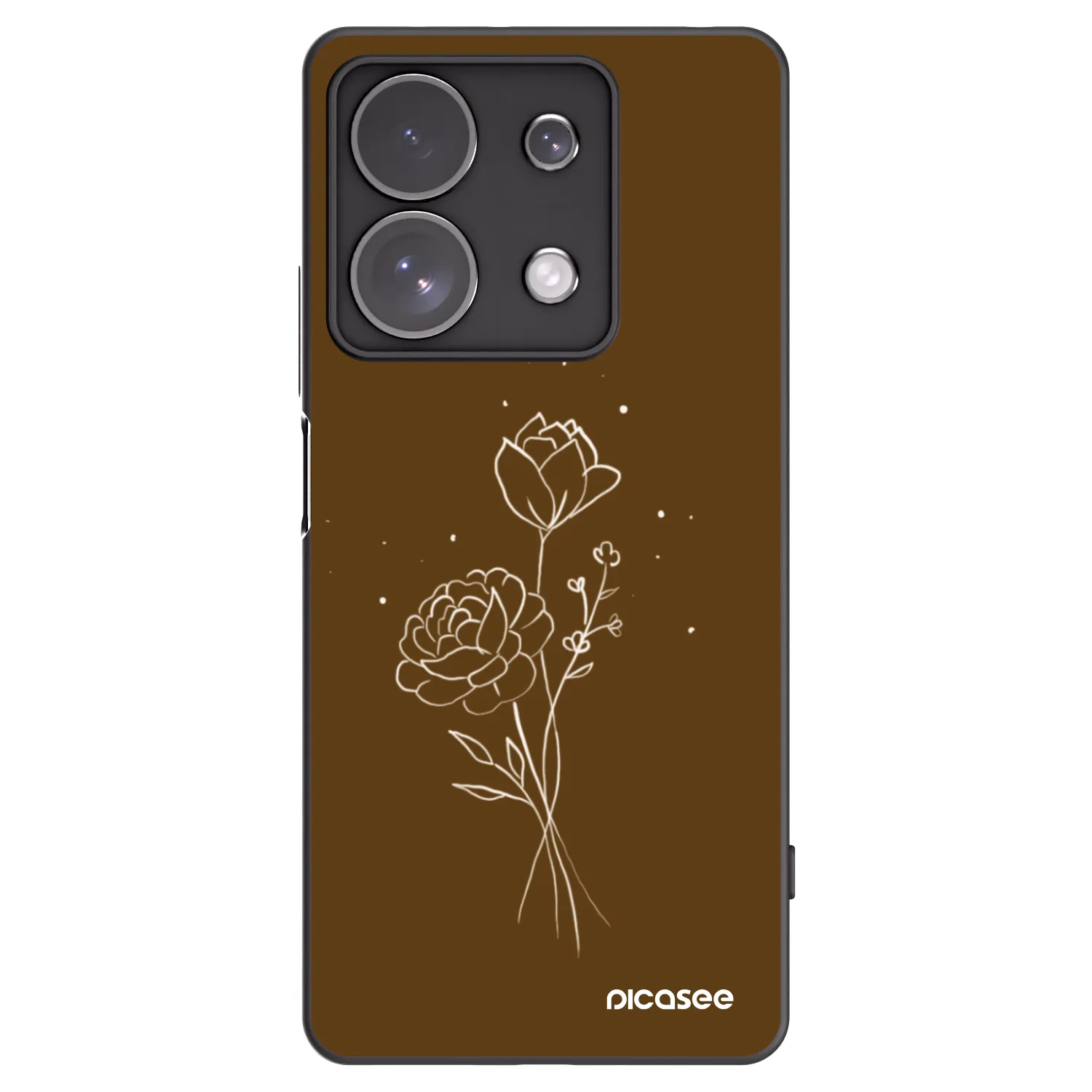Picasee silikonowe czarne etui na Xiaomi Redmi Note 13 Pro 4G - Brown flowers