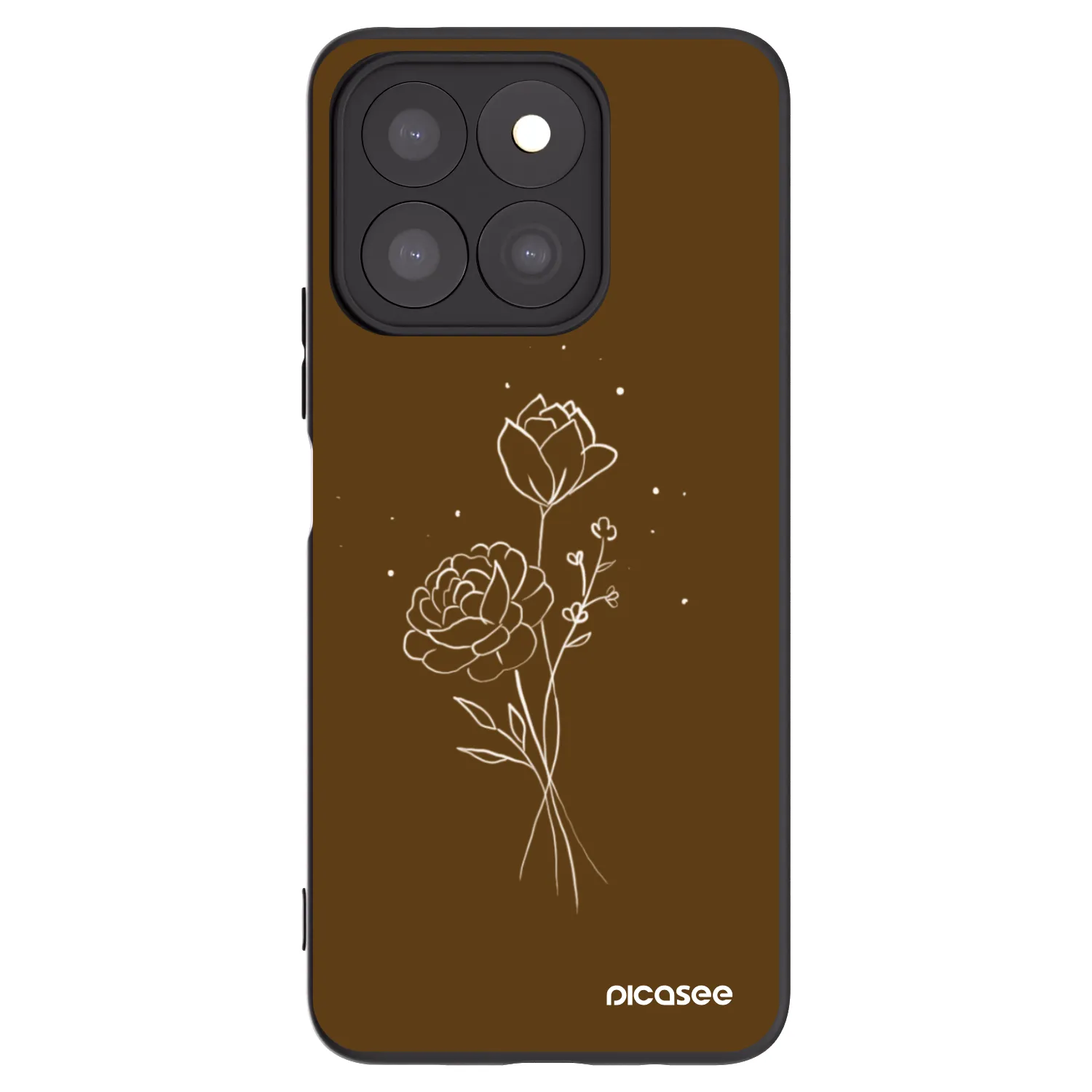 Picasee silikonowe czarne etui na Honor X8b - Brown flowers