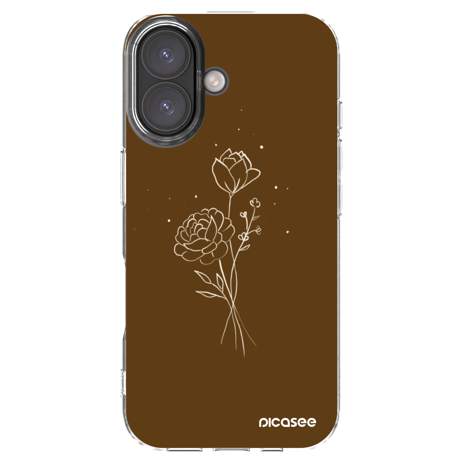 Picasee silikonowe przeźroczyste etui na Apple iPhone 16 - Brown flowers