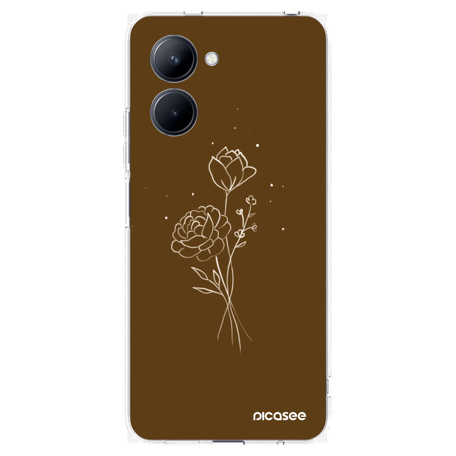 Picasee silikonowe przeźroczyste etui na Realme C33 (2023) - Brown flowers
