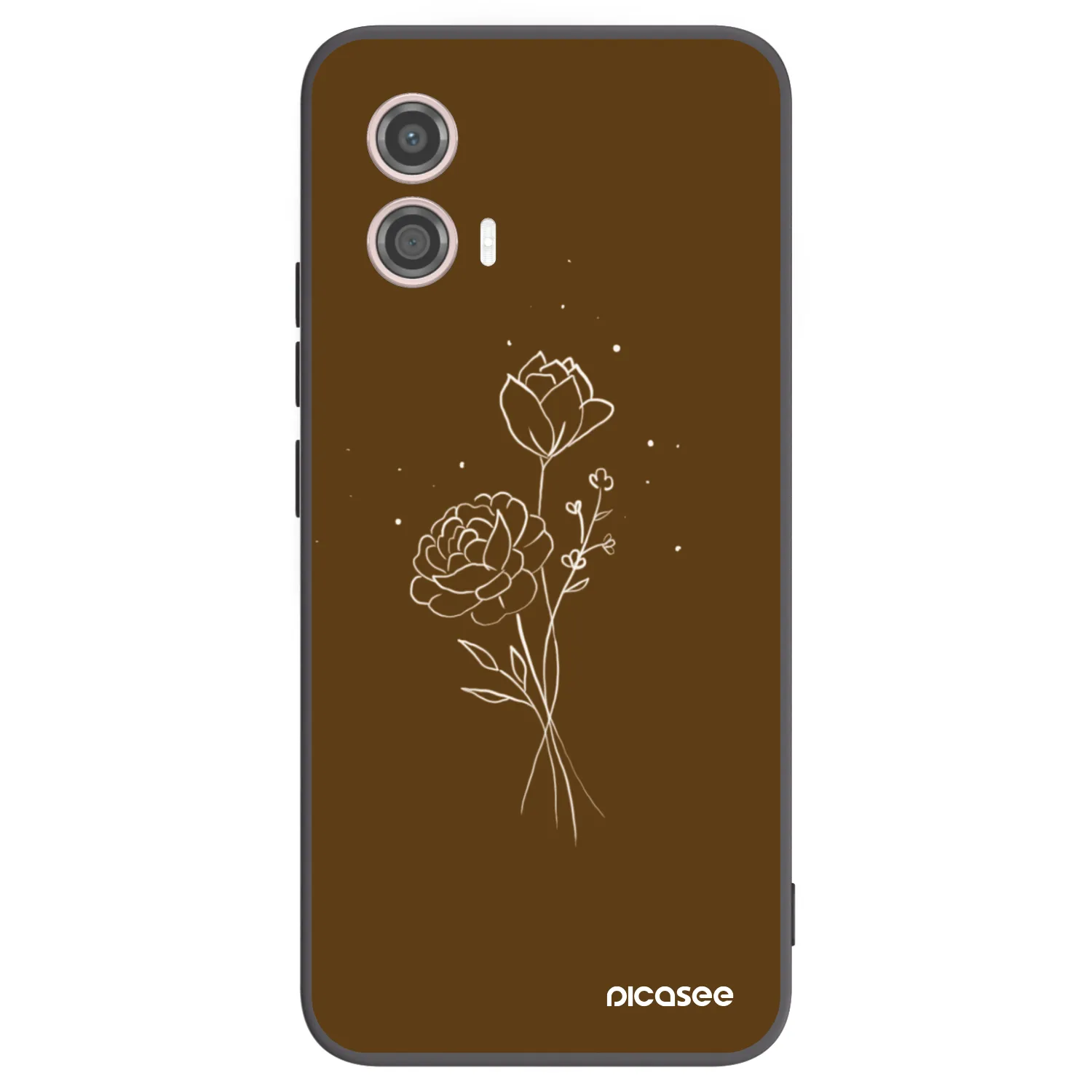 Picasee silikonowe czarne etui na Motorola Moto G53 5G - Brown flowers