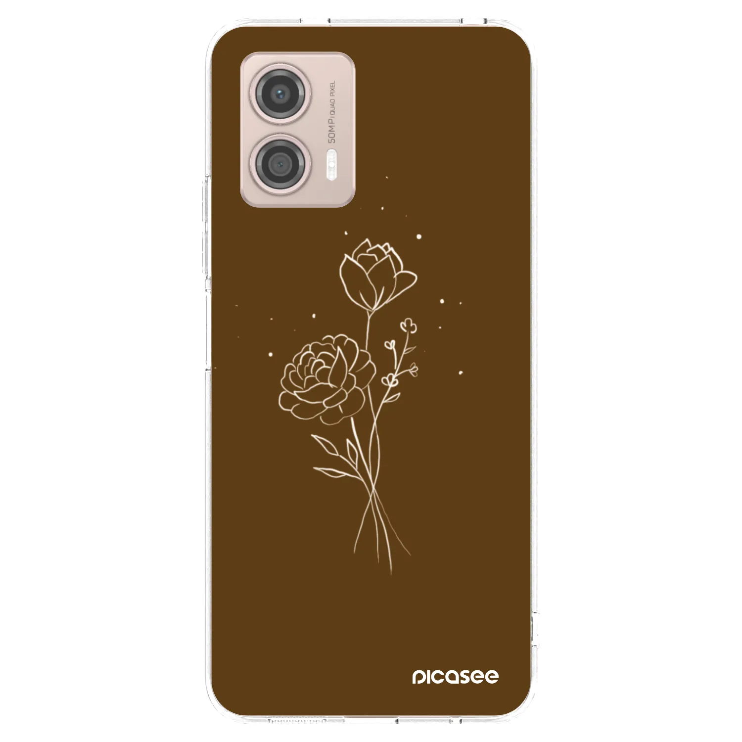 Picasee silikonowe przeźroczyste etui na Motorola Moto G53 5G - Brown flowers
