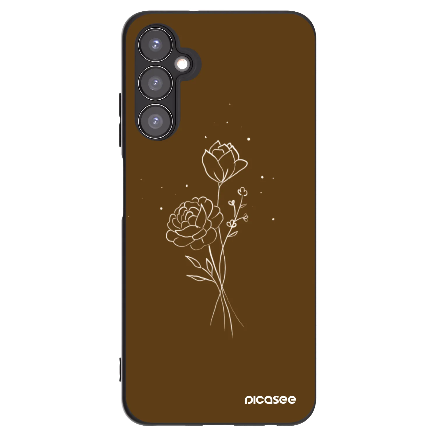 Picasee silikonowe czarne etui na Samsung Galaxy A05s A057G - Brown flowers
