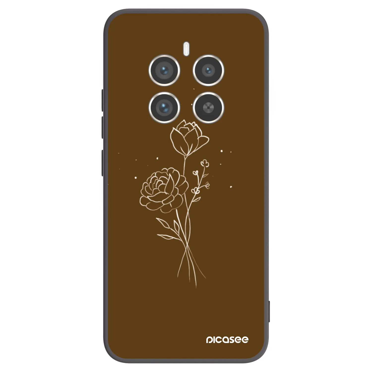 Picasee silikonowe czarne etui na Realme 12 Pro 5G - Brown flowers