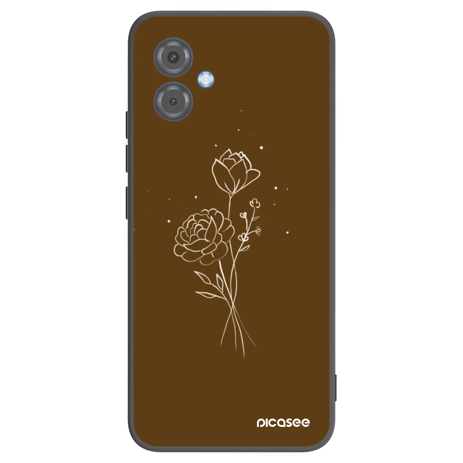 Picasee silikonowe czarne etui na Motorola Moto G14 - Brown flowers