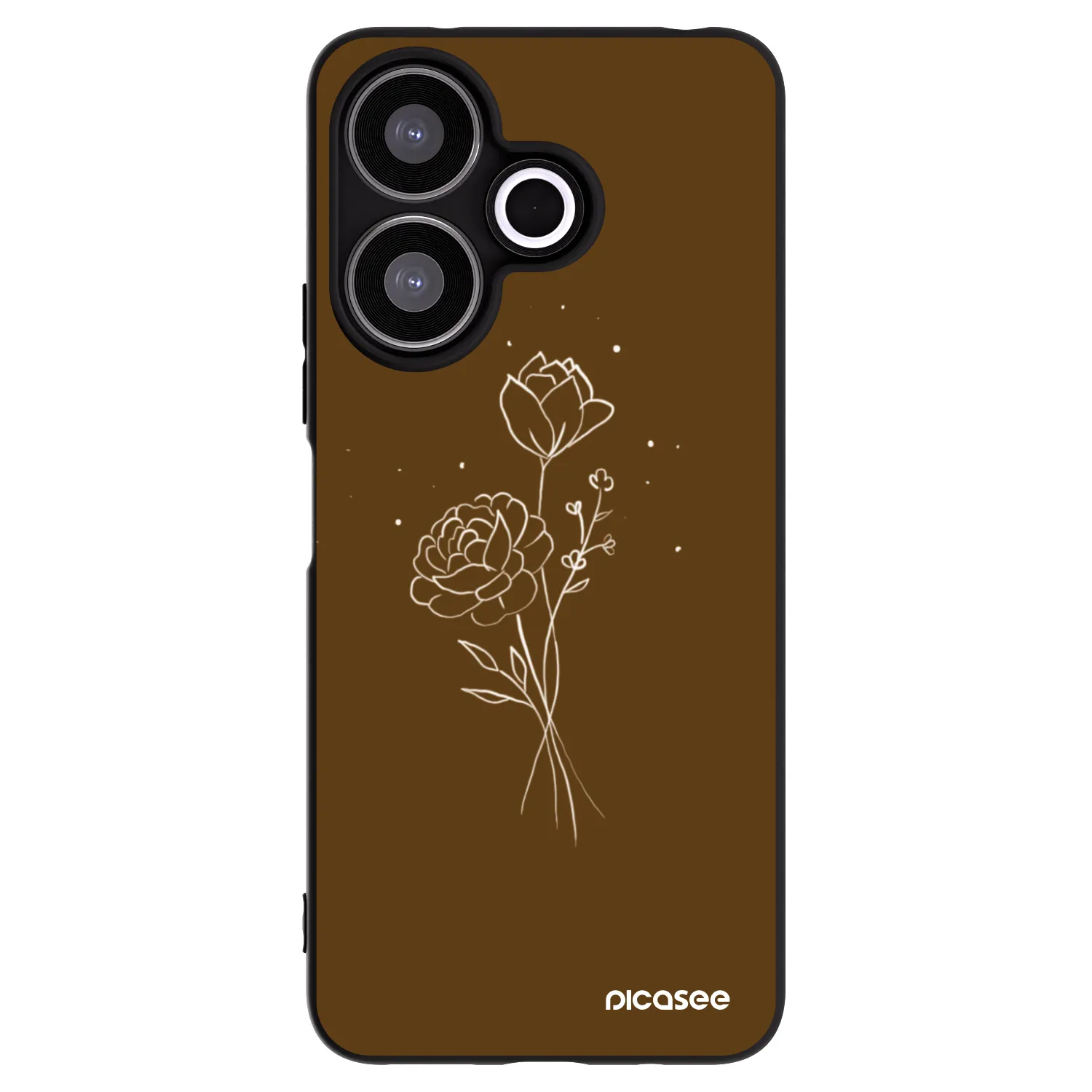 Picasee silikonowe czarne etui na Xiaomi Redmi 13 4G - Brown flowers