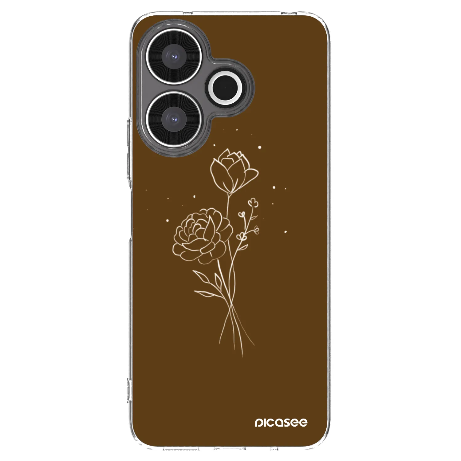 Picasee silikonowe przeźroczyste etui na Xiaomi Redmi 13 4G - Brown flowers