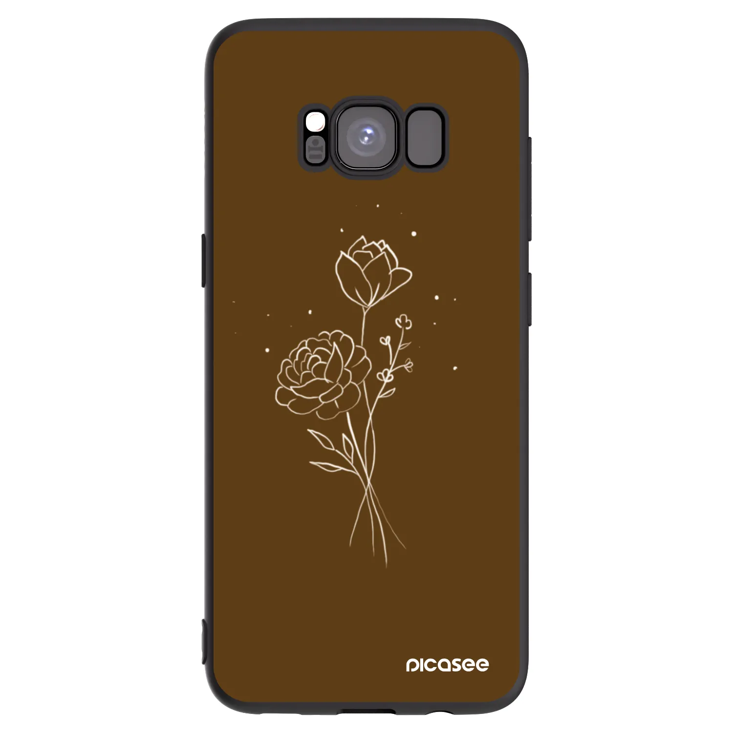 Picasee silikonowe czarne etui na Samsung Galaxy S8 G950F - Brown flowers