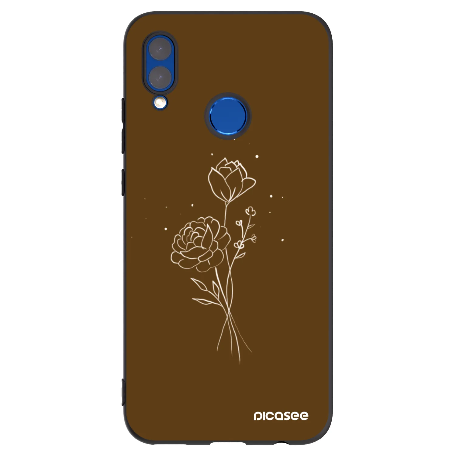 Picasee silikonowe czarne etui na Huawei P Smart 2019 - Brown flowers