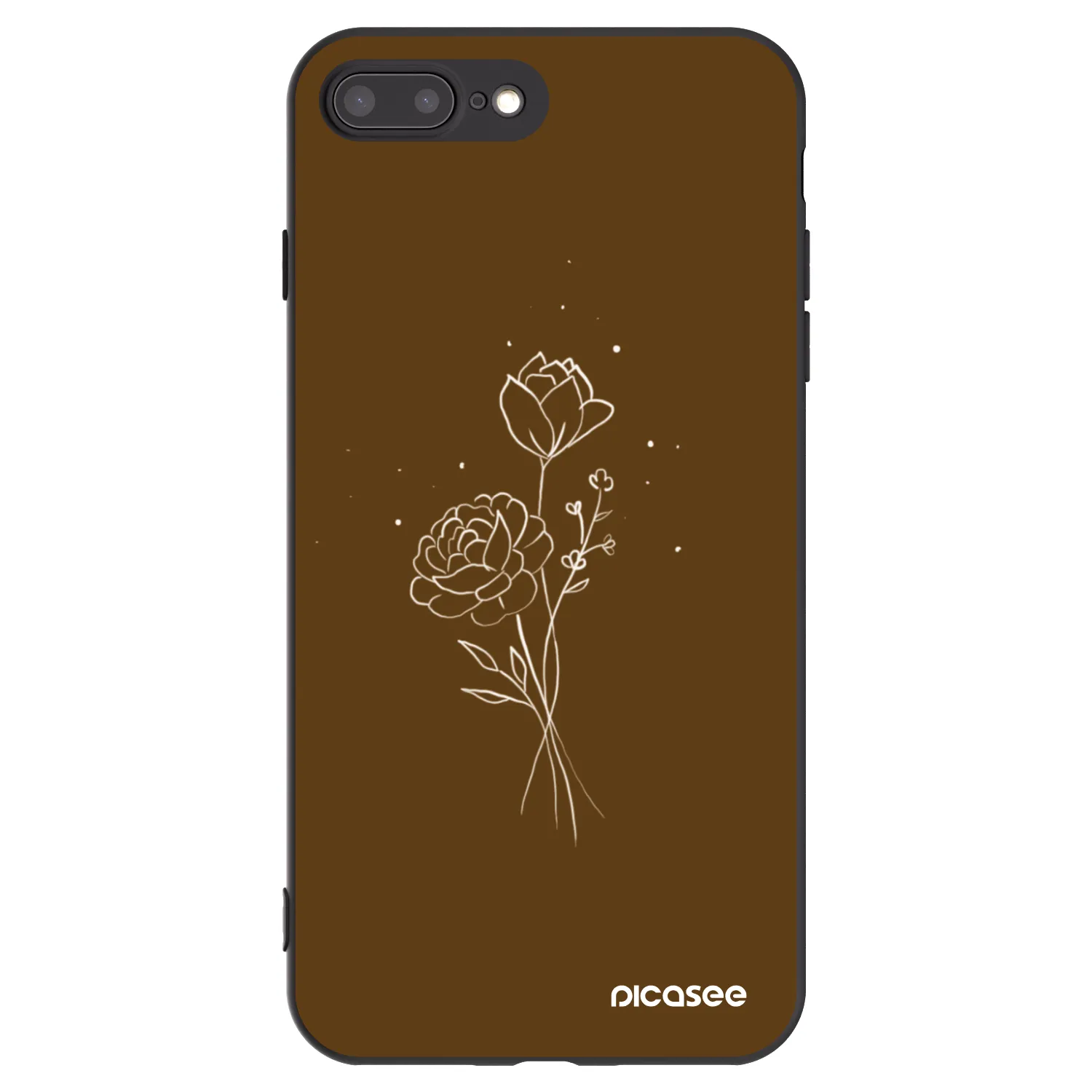 Picasee silikonowe czarne etui na Apple iPhone 8 Plus - Brown flowers