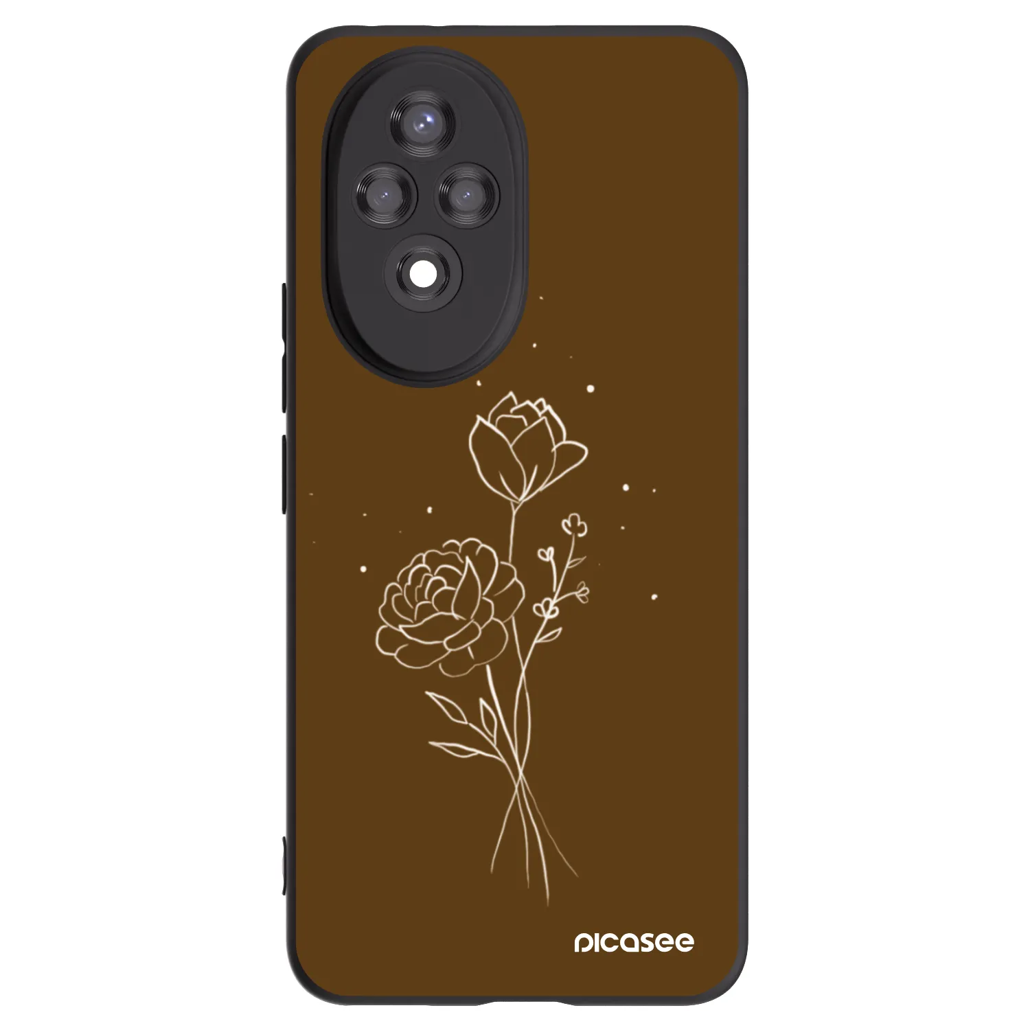 Picasee silikonowe czarne etui na Honor 200 5G - Brown flowers