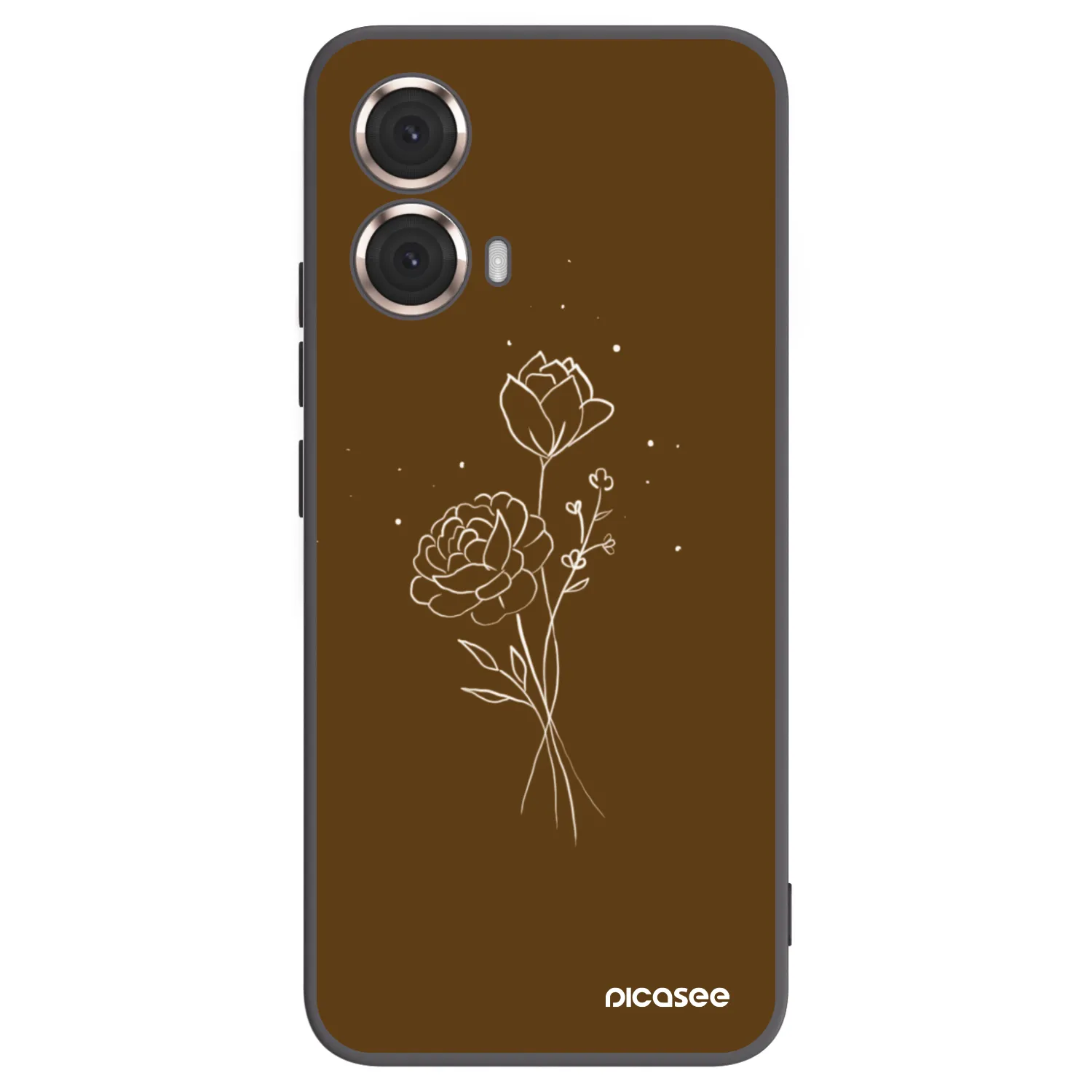Picasee silikonowe czarne etui na Motorola Moto G85 - Brown flowers