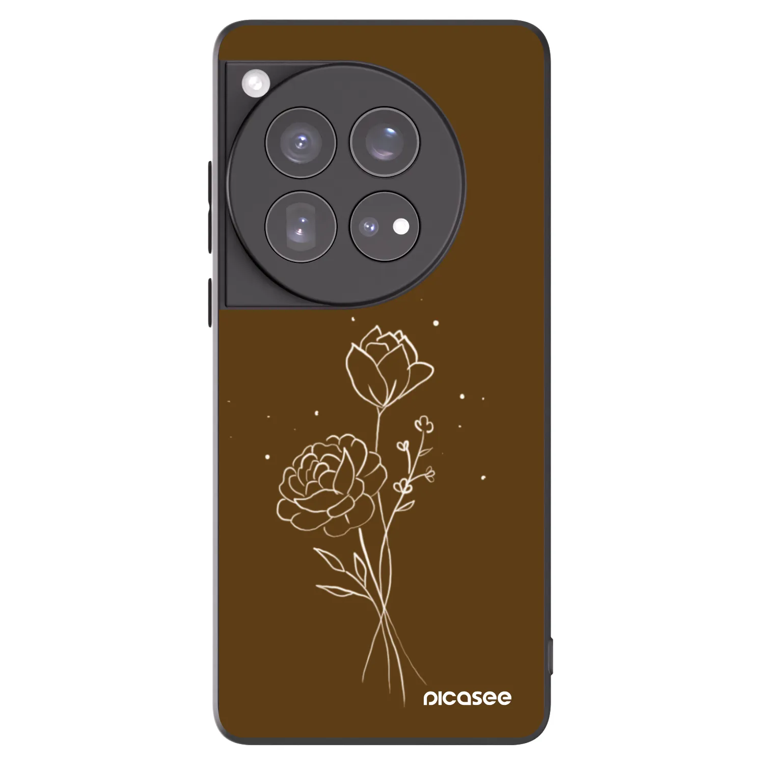 Picasee silikonowe czarne etui na OnePlus 12 5G - Brown flowers