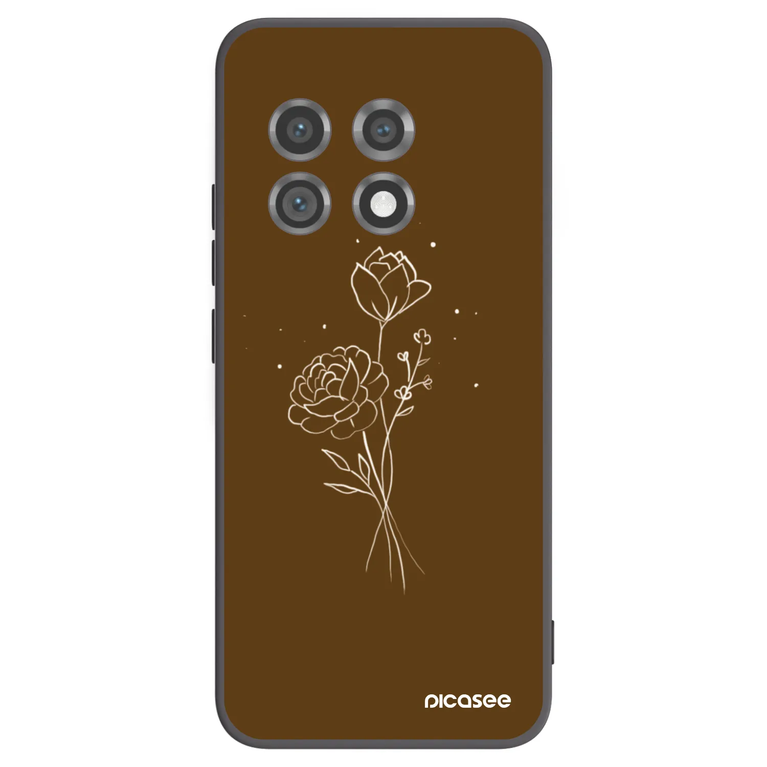 Picasee silikonowe czarne etui na OnePlus 11 5G - Brown flowers