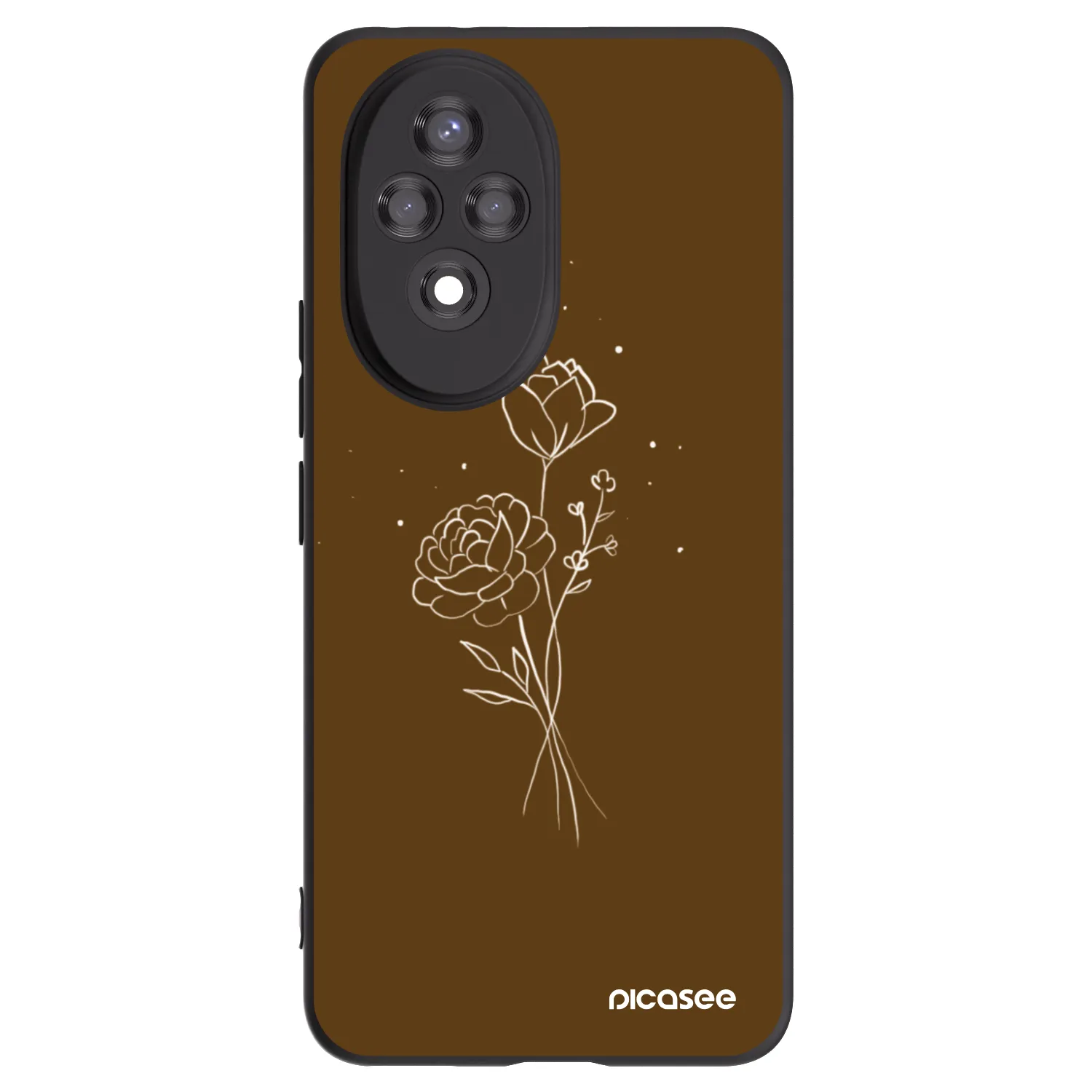 Picasee silikonowe czarne etui na Honor 200 Pro 5G - Brown flowers