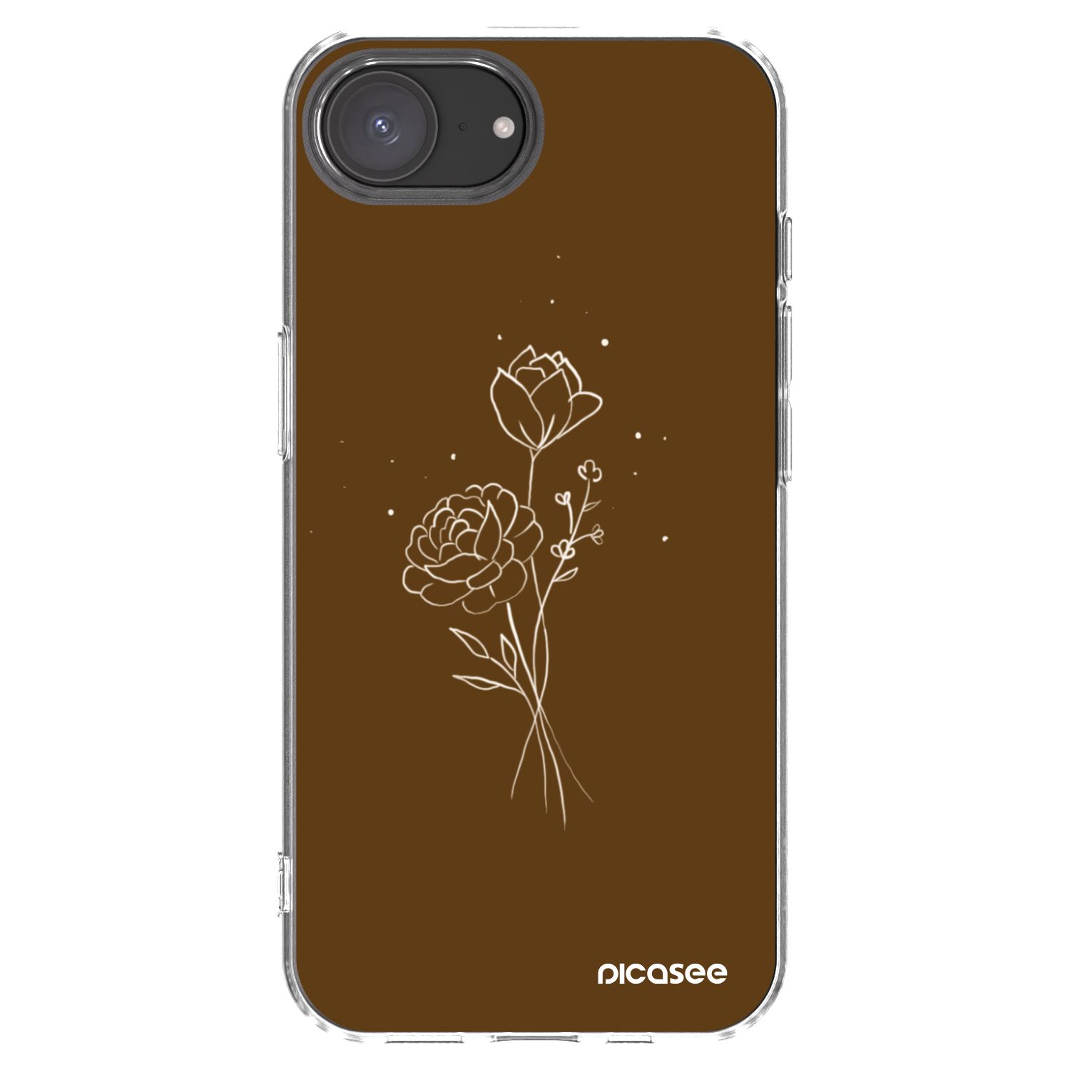 Picasee silikonowe przeźroczyste etui na Apple iPhone 16e - Brown flowers