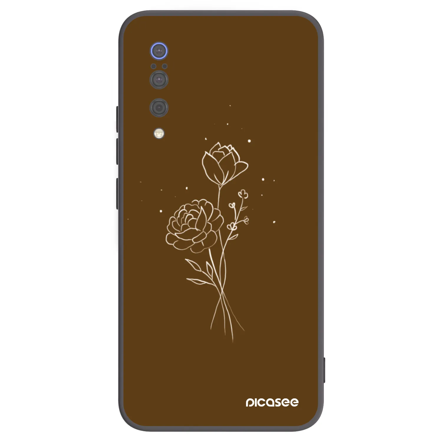 Picasee silikonowe czarne etui na Xiaomi Mi 9 - Brown flowers