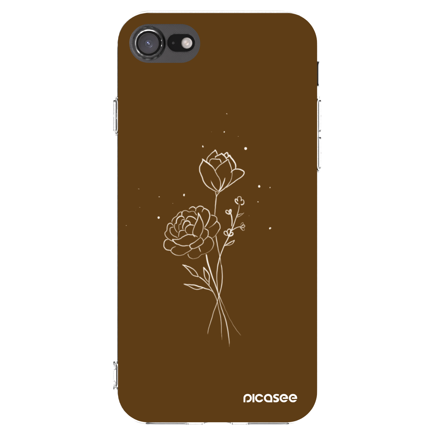 Picasee silikonowe przeźroczyste etui na Apple iPhone 7 - Brown flowers