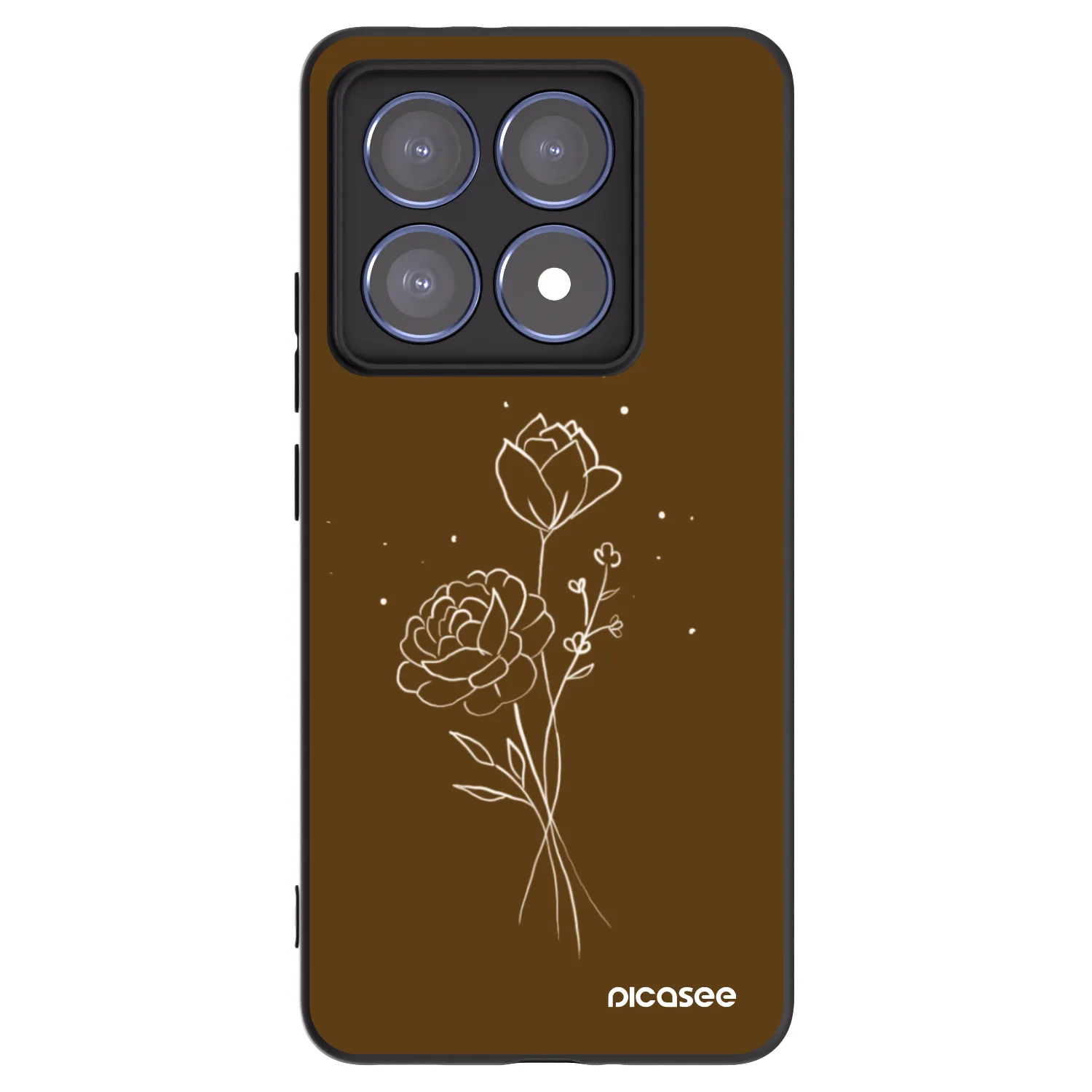 Picasee silikonowe czarne etui na Xiaomi 14T Pro - Brown flowers
