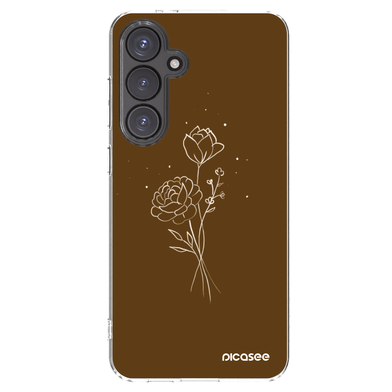 Picasee silikonowe przeźroczyste etui na Samsung Galaxy S24 FE S721B - Brown flowers