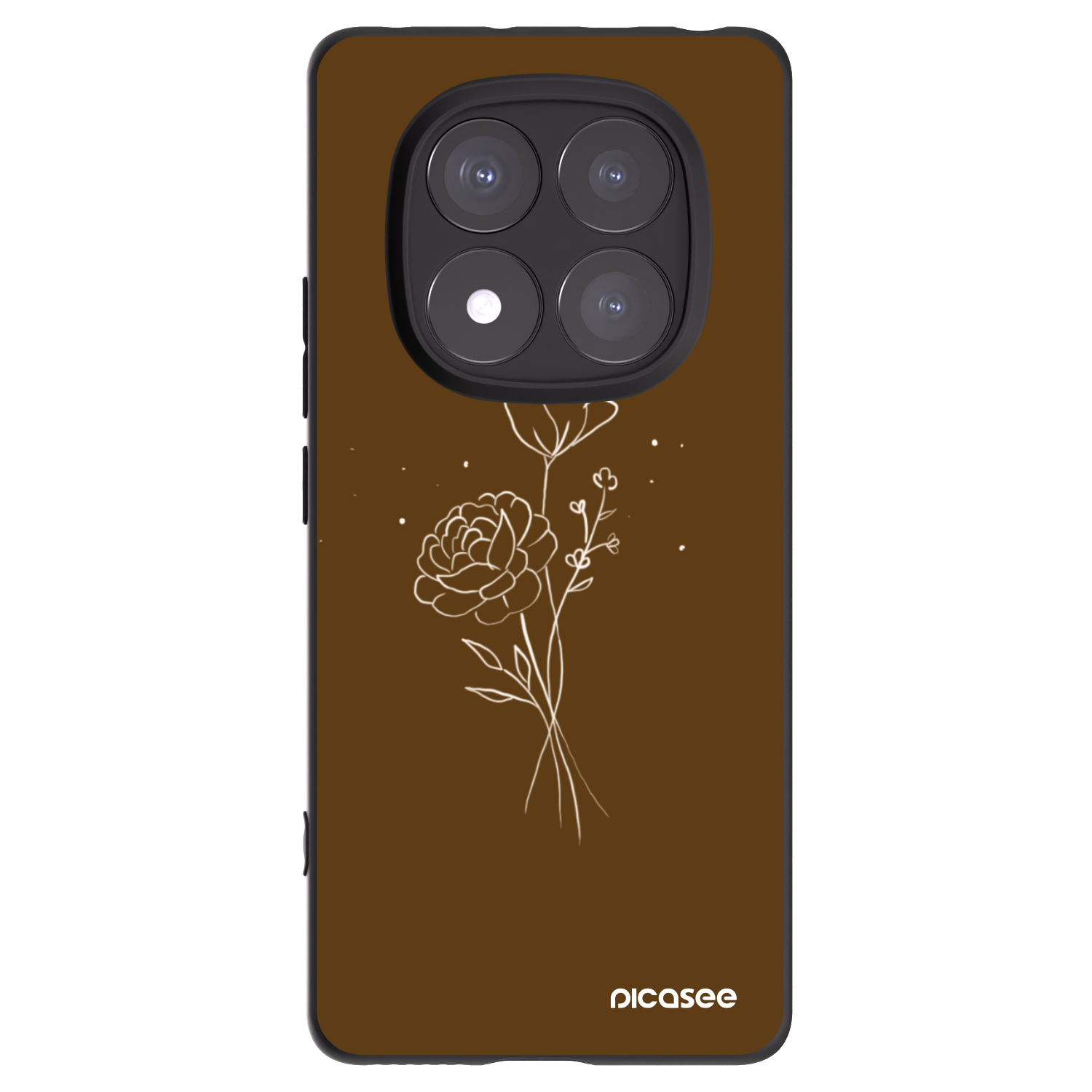 Picasee silikonowe czarne etui na Xiaomi Redmi Note 14 Pro+ 5G - Brown flowers