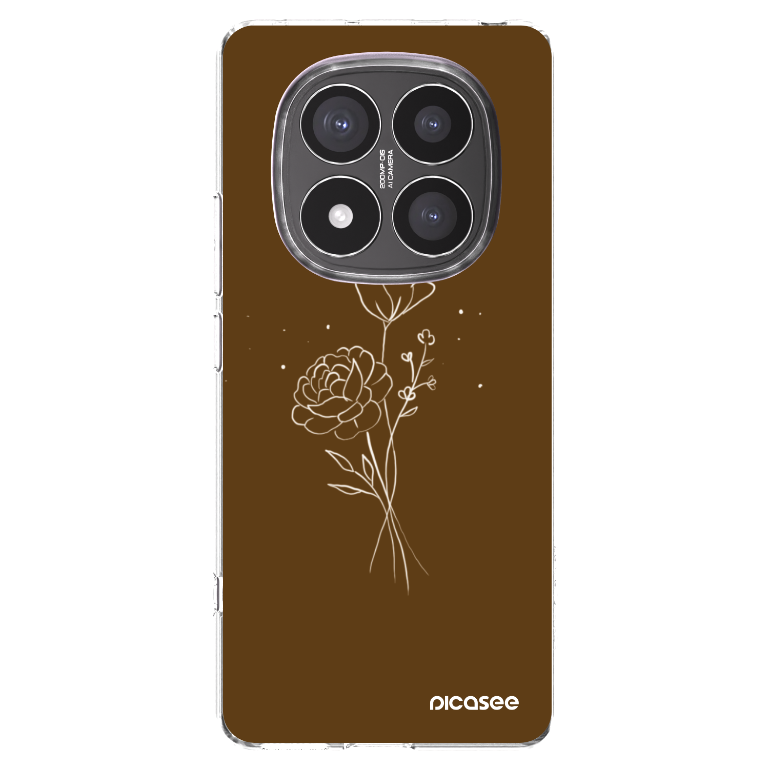 Picasee silikonowe przeźroczyste etui na Xiaomi Redmi Note 14 Pro+ 5G - Brown flowers