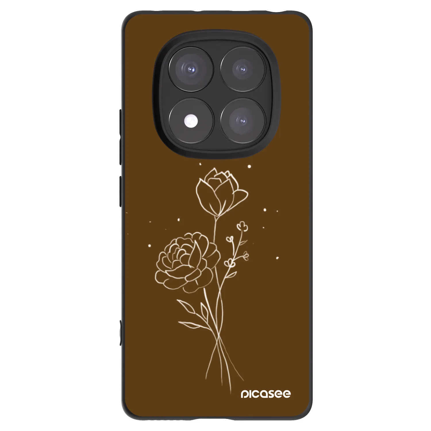 Picasee silikonowe czarne etui na Xiaomi Redmi Note 14 Pro 5G - Brown flowers