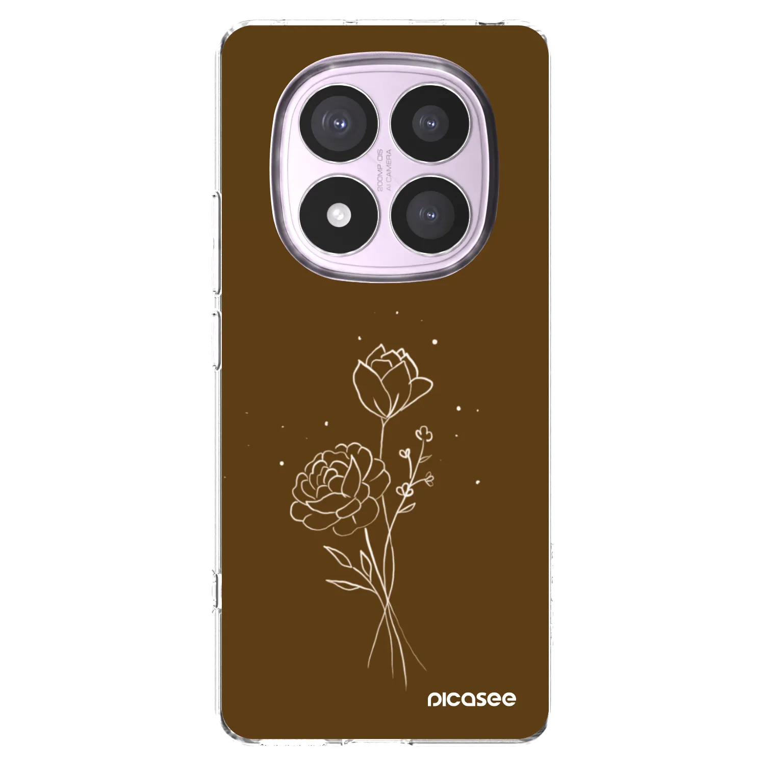 Picasee silikonowe przeźroczyste etui na Xiaomi Redmi Note 14 Pro 5G - Brown flowers