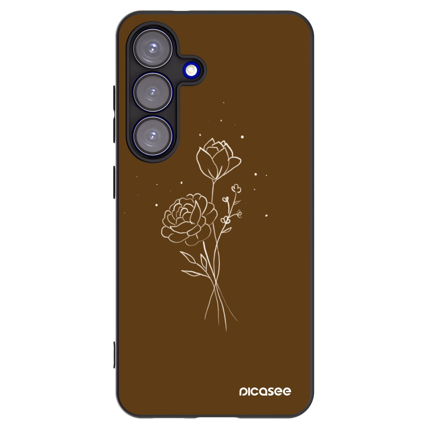 Picasee silikonowe czarne etui na Samsung Galaxy S25 5G - Brown flowers