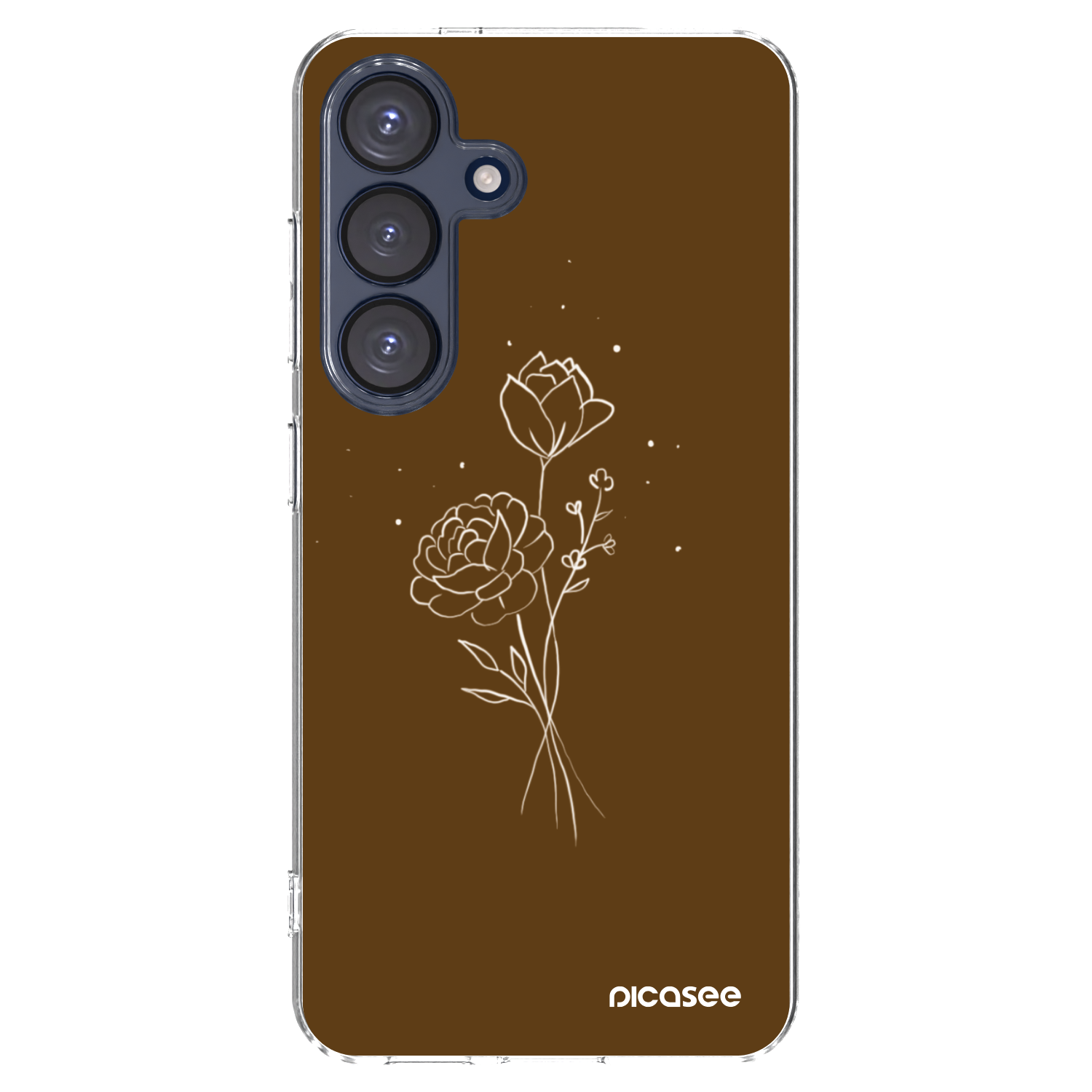 Picasee silikonowe przeźroczyste etui na Samsung Galaxy S25 5G - Brown flowers