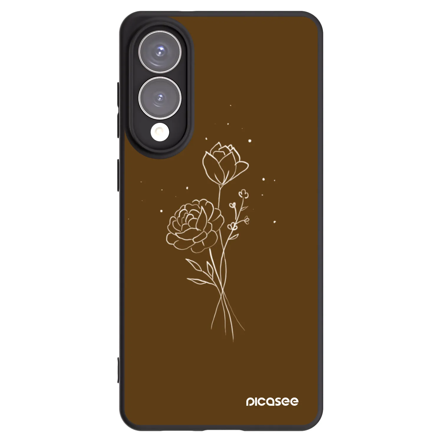 Picasee silikonowe czarne etui na Samsung Galaxy S25 Edge 5G - Brown flowers
