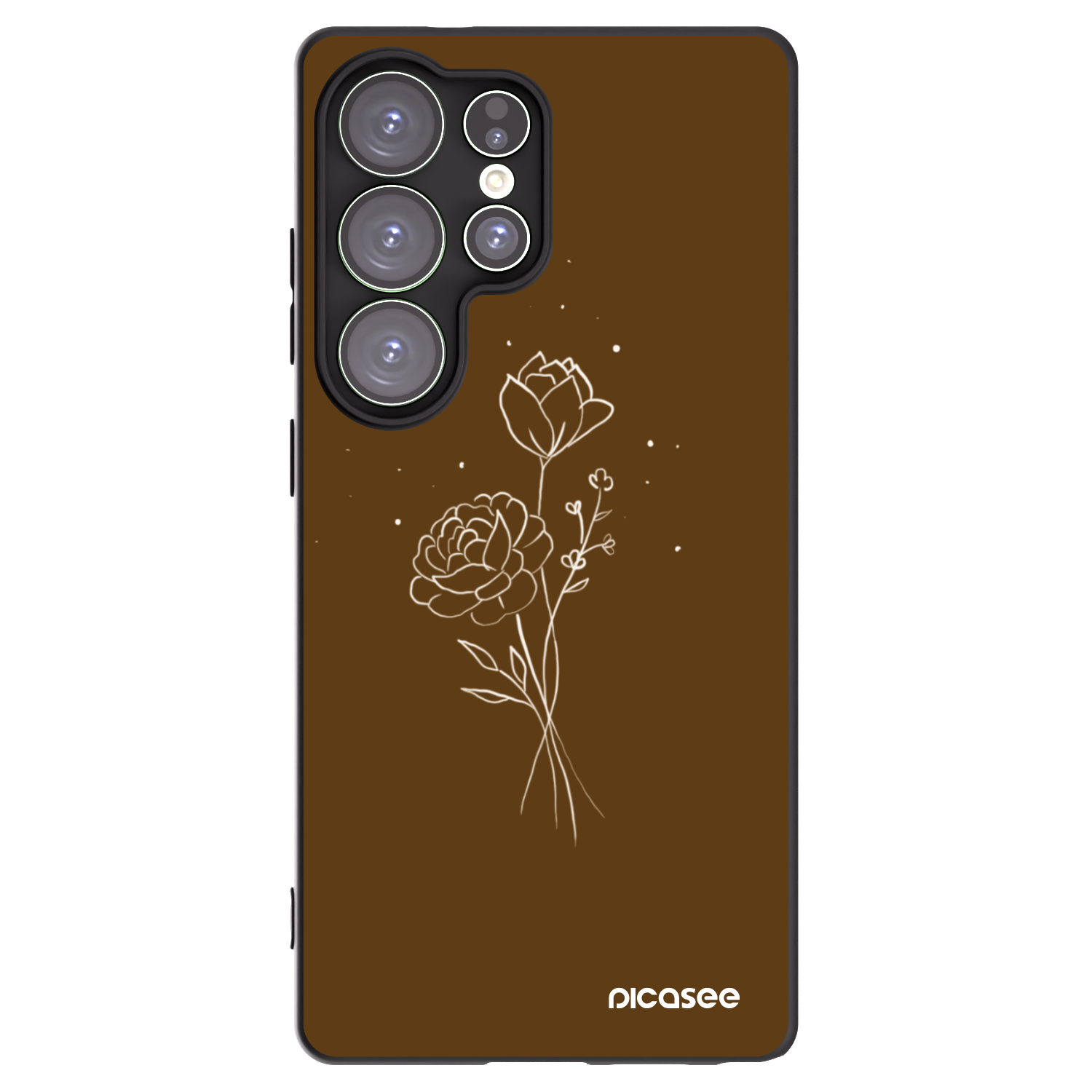 Picasee silikonowe czarne etui na Samsung Galaxy S25 Ultra 5G - Brown flowers