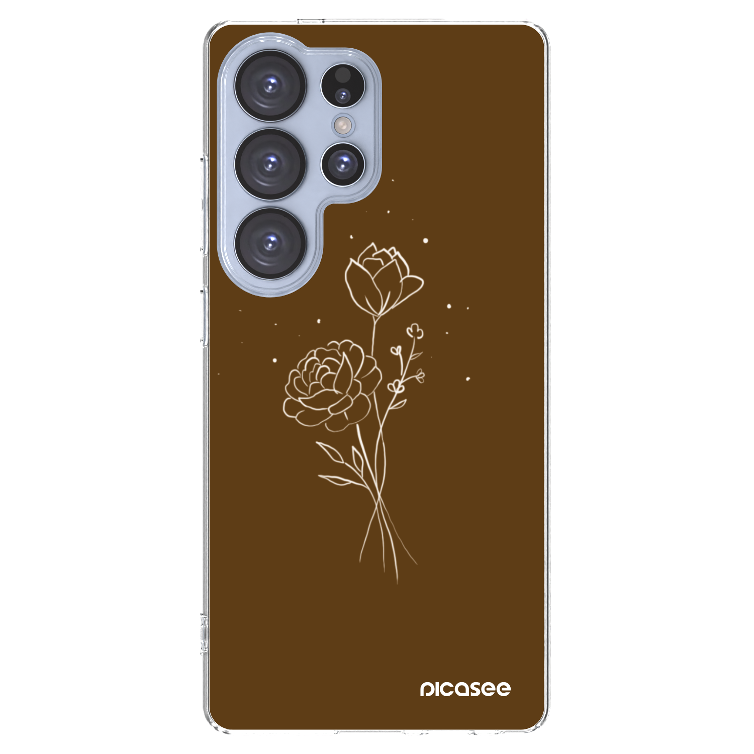 Picasee silikonowe przeźroczyste etui na Samsung Galaxy S25 Ultra 5G - Brown flowers