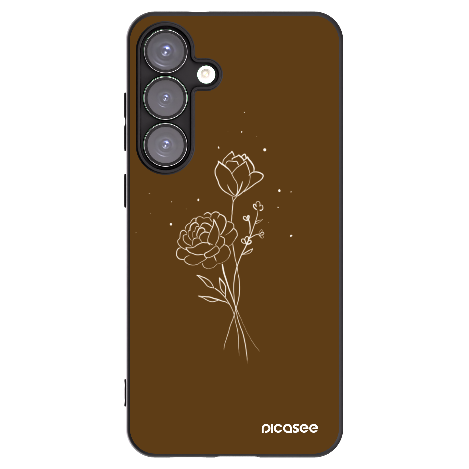 Picasee silikonowe czarne etui na Samsung Galaxy S25+ 5G - Brown flowers