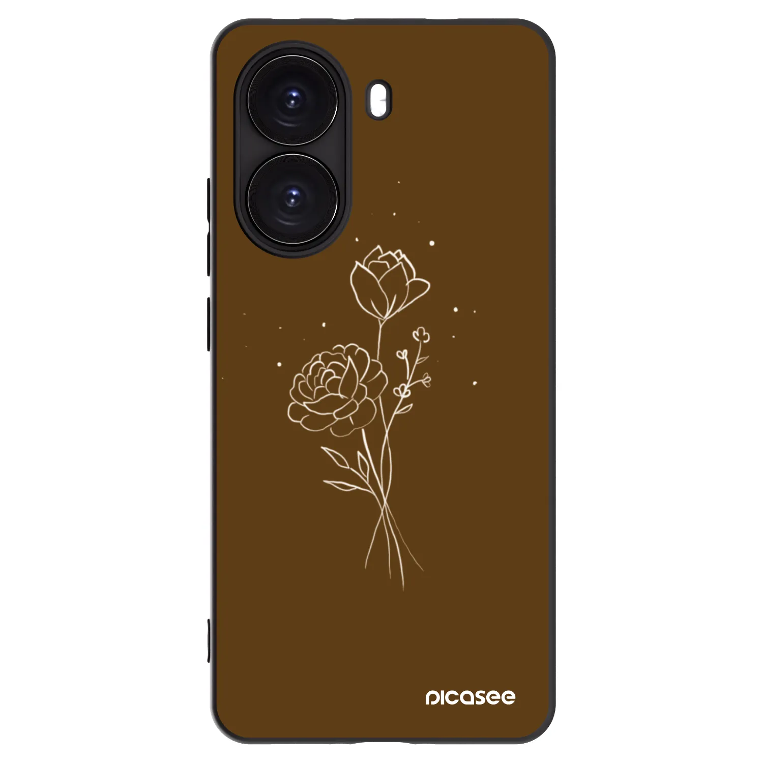 Picasee silikonowe czarne etui na Xiaomi Poco X7 Pro 5G - Brown flowers