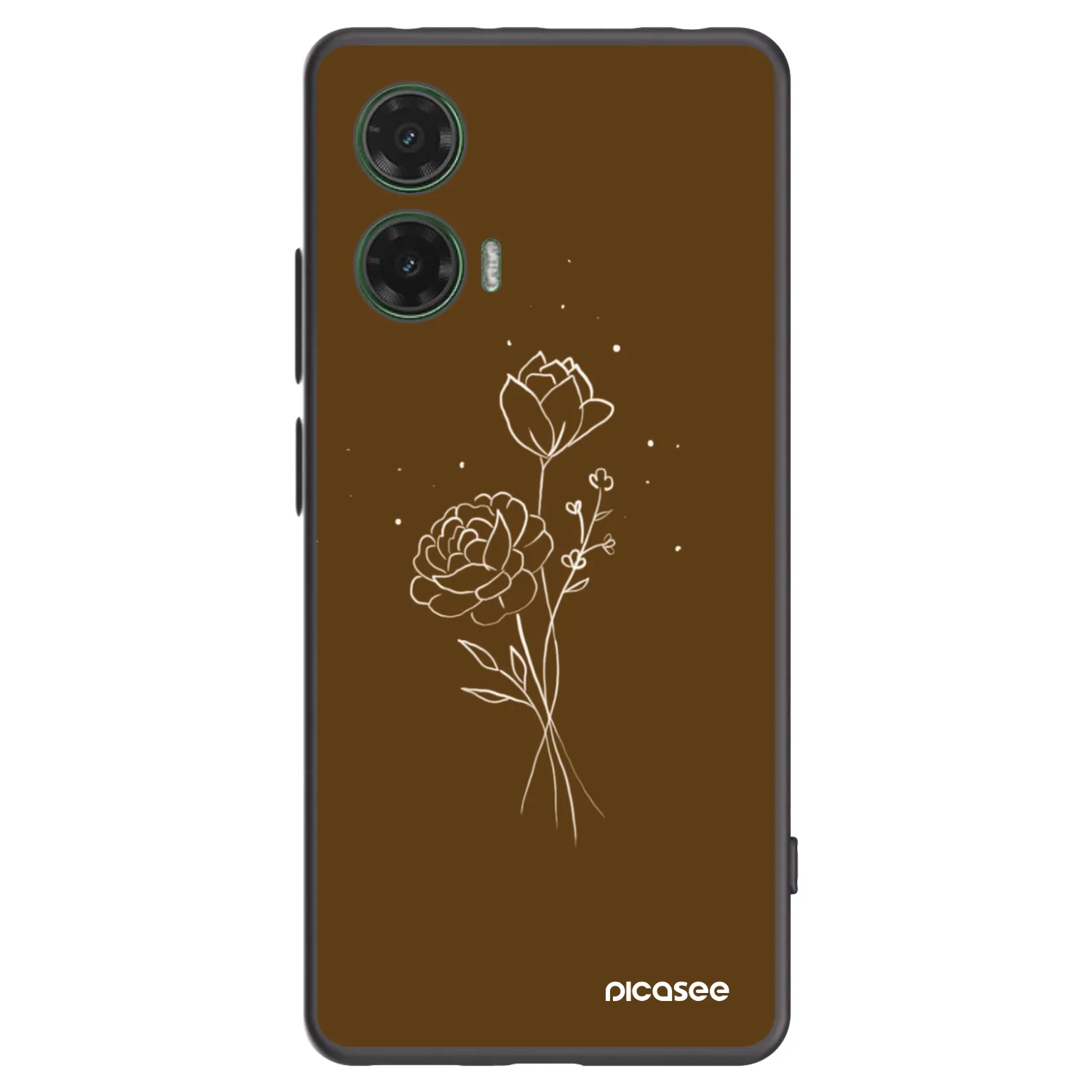 Picasee silikonowe czarne etui na Motorola Moto G35 5G - Brown flowers