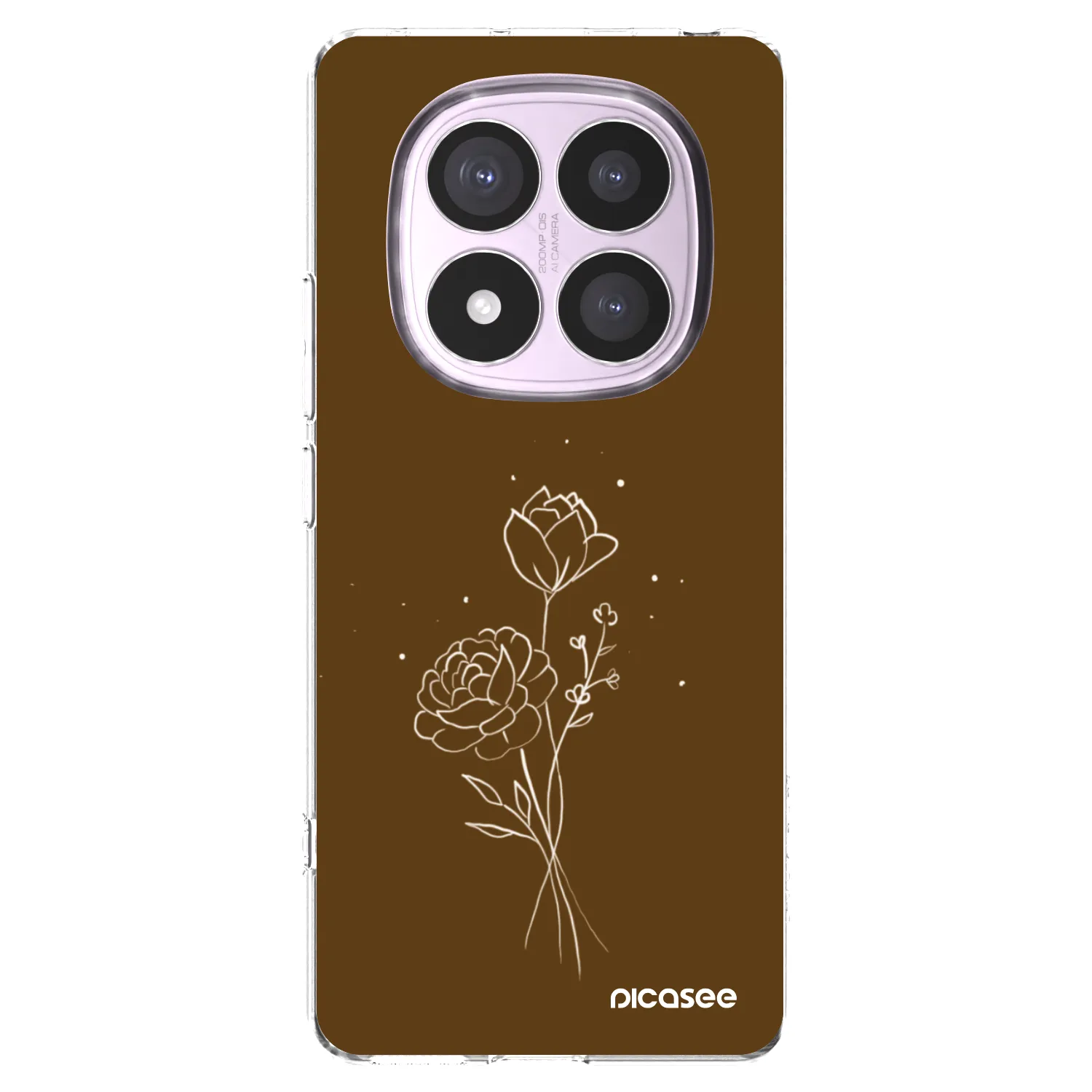 Picasee silikonowe przeźroczyste etui na Xiaomi Redmi Note 14 Pro 4G - Brown flowers