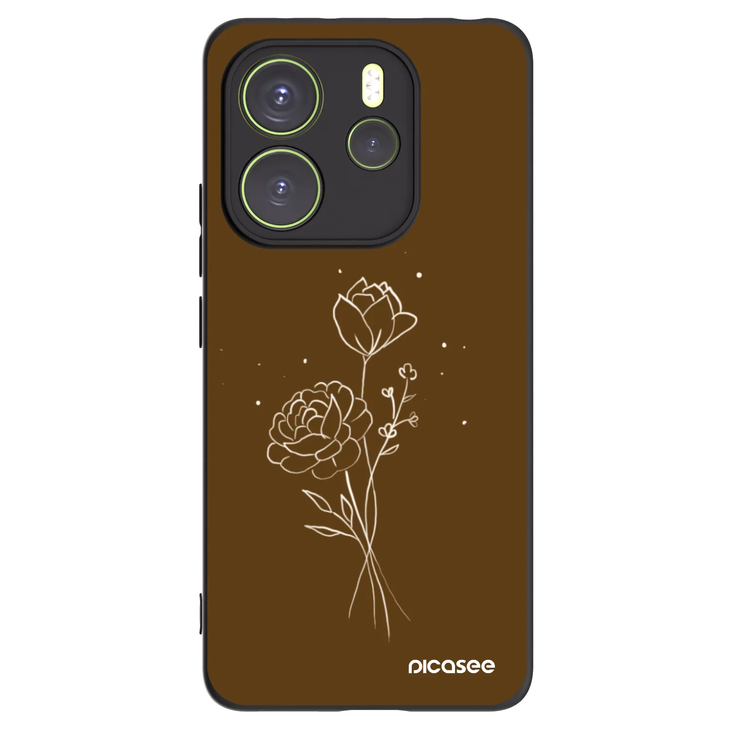 Picasee silikonowe czarne etui na Xiaomi Redmi Note 14 4G - Brown flowers