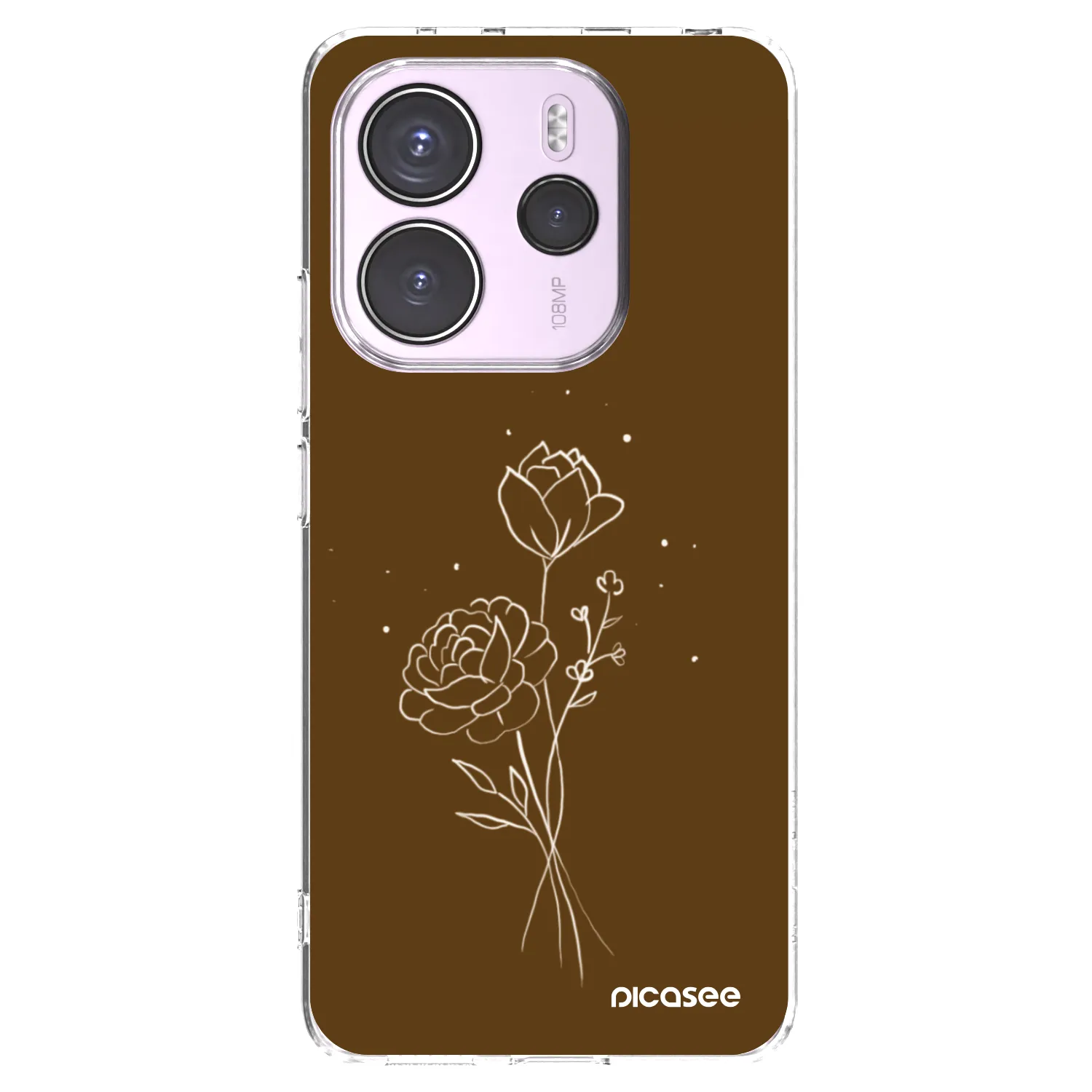 Picasee silikonowe przeźroczyste etui na Xiaomi Redmi Note 14 4G - Brown flowers