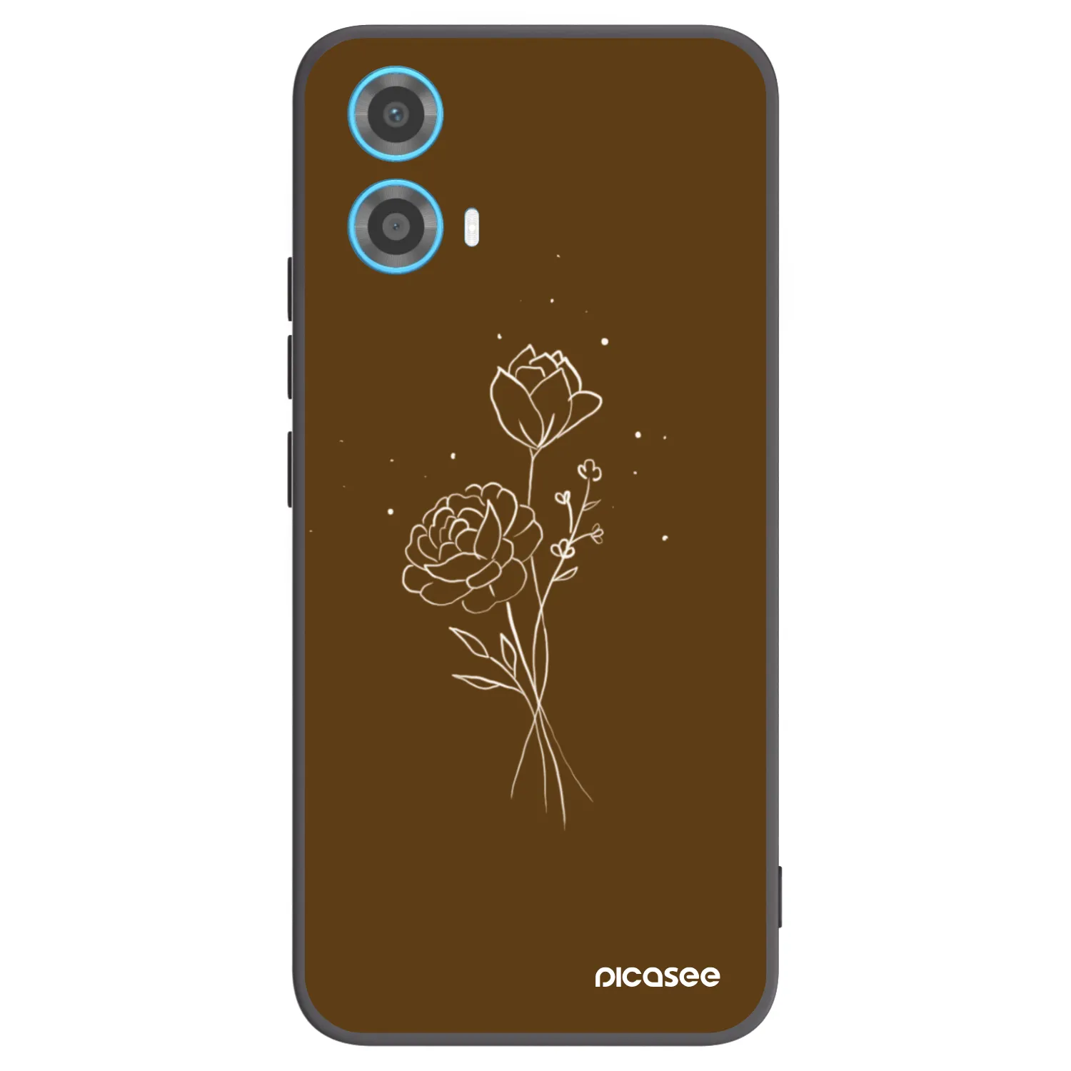 Picasee silikonowe czarne etui na Motorola Moto G34 5G - Brown flowers