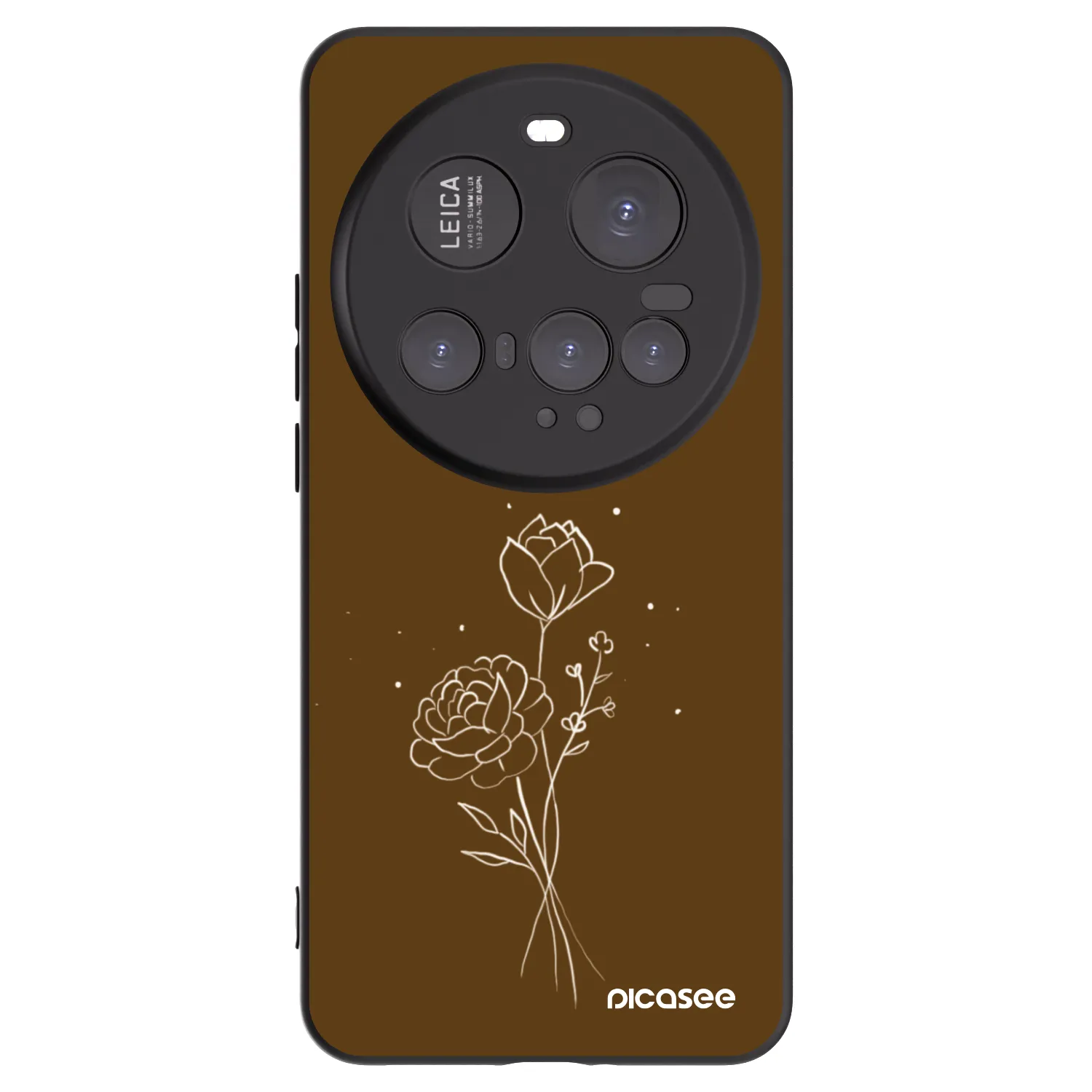 Picasee silikonowe czarne etui na Xiaomi 15 Ultra - Brown flowers